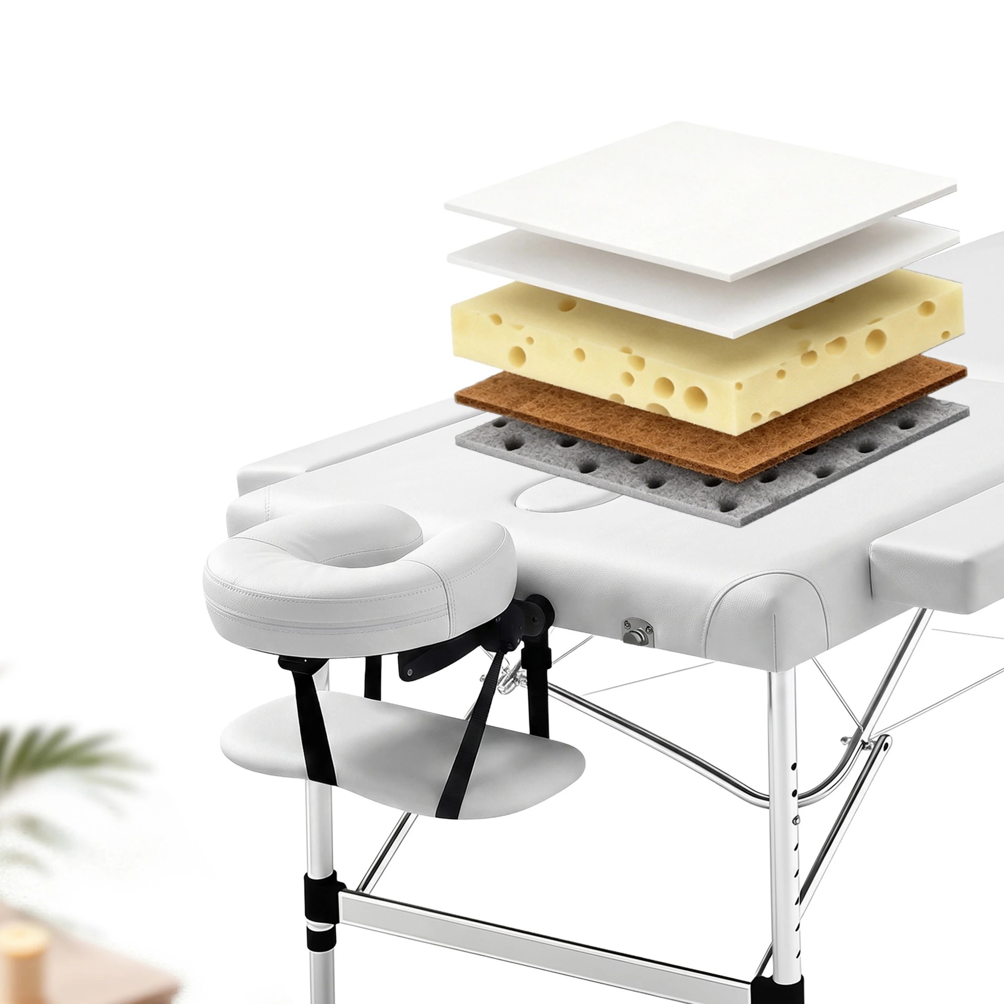 9 Zenses Massage Table 75cm Portable 2 Fold Aluminium Beauty Bed - White, 9 of 10