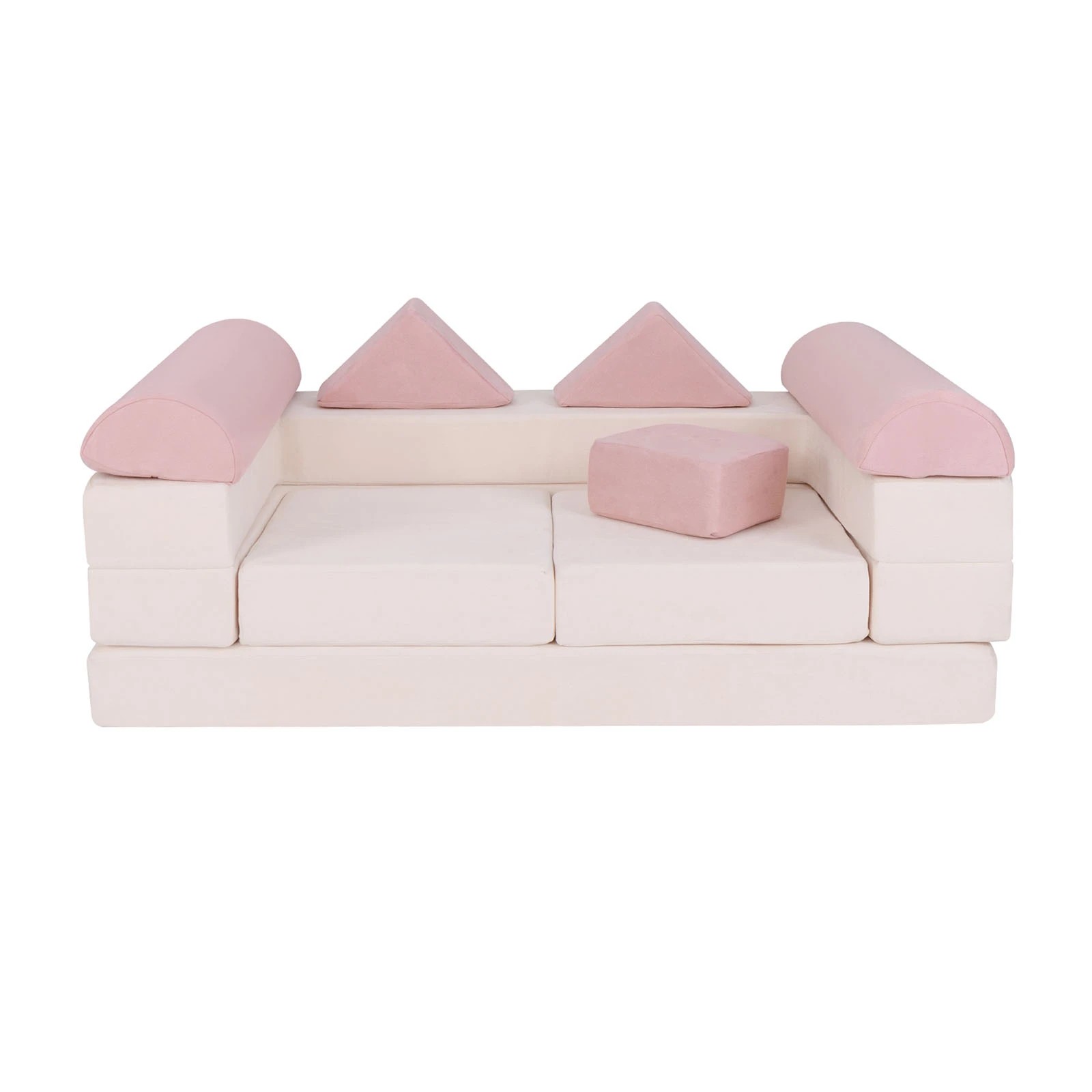 1 Costway Convertible Combination Sofa Set Block Design Ultra Soft DIY Play - Pink, 1 of 2