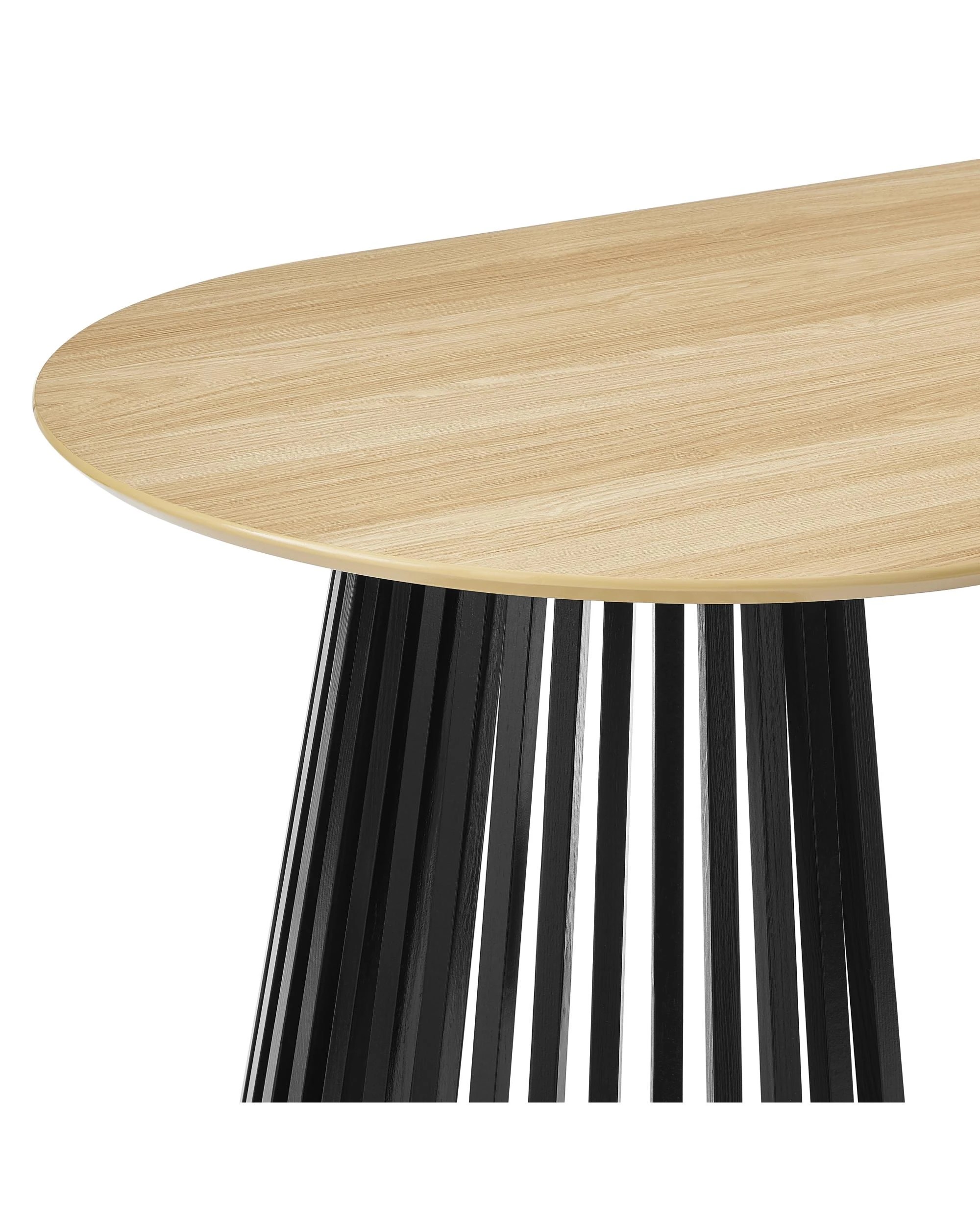 6 Kodu Oval Rounded Dining Table 160cm Black and Oak, 6 of 7
