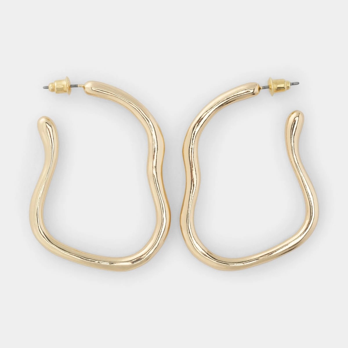 1 Wavy Hoop Earrings - Gold Tone, 1 of 4