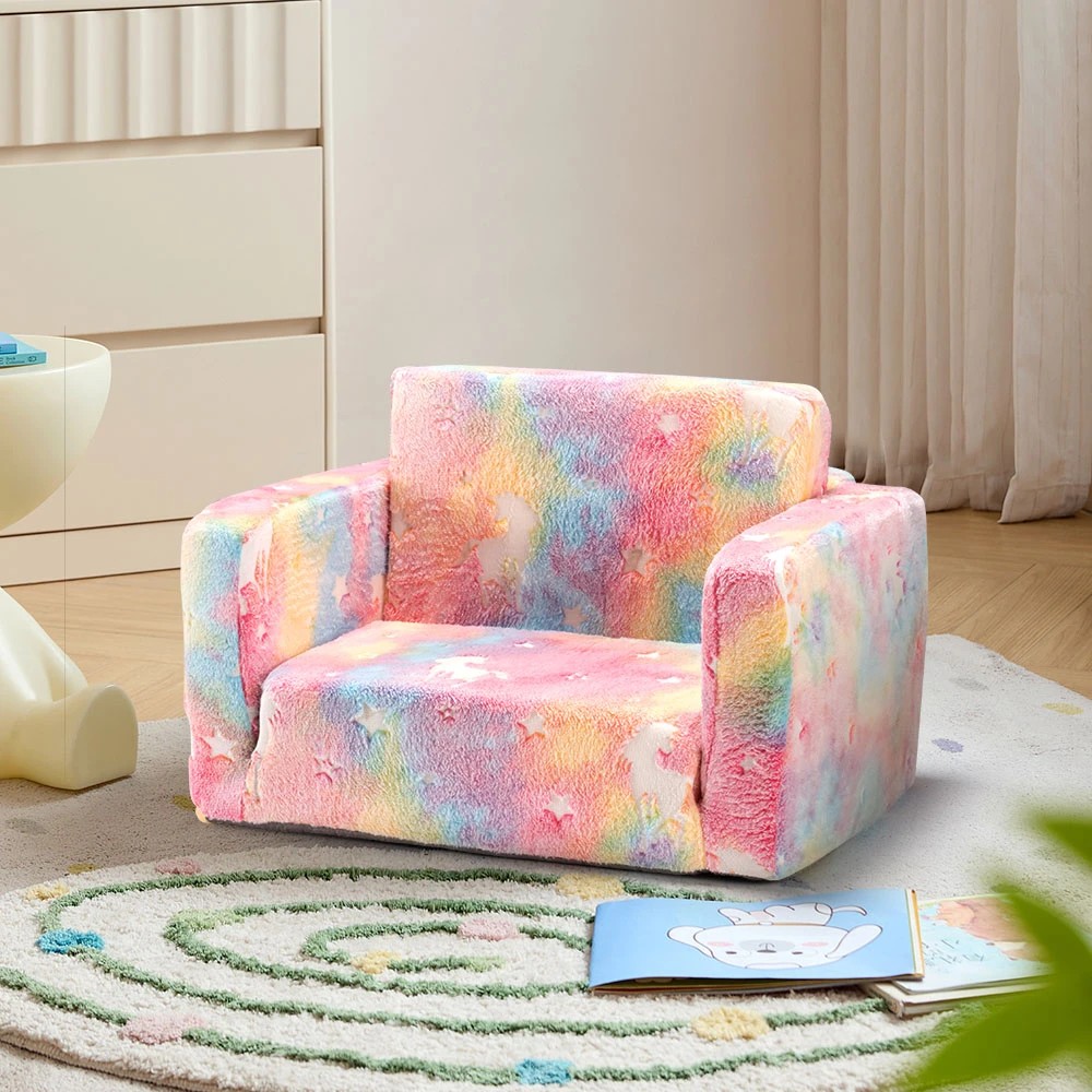 3 Playpals 2-in-1 Kids Sofa Convertible Couch Fold Out Toddler Sofa - Pink, 3 of 3