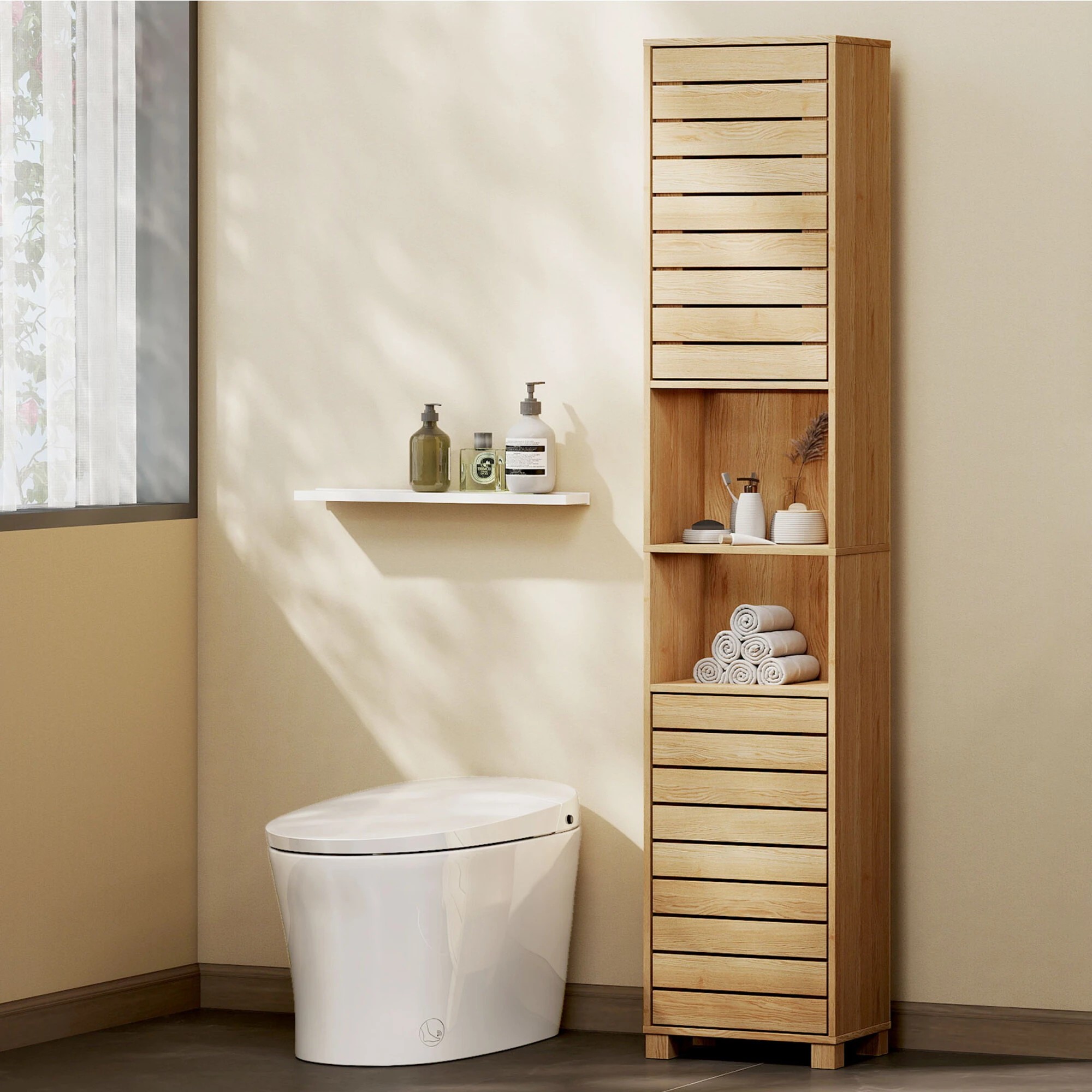 7 Levede Tall Bathroom Cabinet Storage 165cm Tallboy Adjustable Shelf Cupboard, 7 of 9