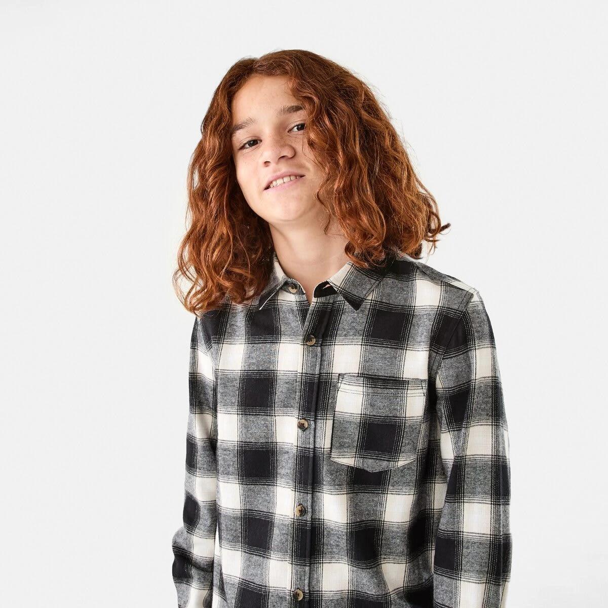 3 Long Sleeve Flannel Shirt Blk Check, 3 of 9