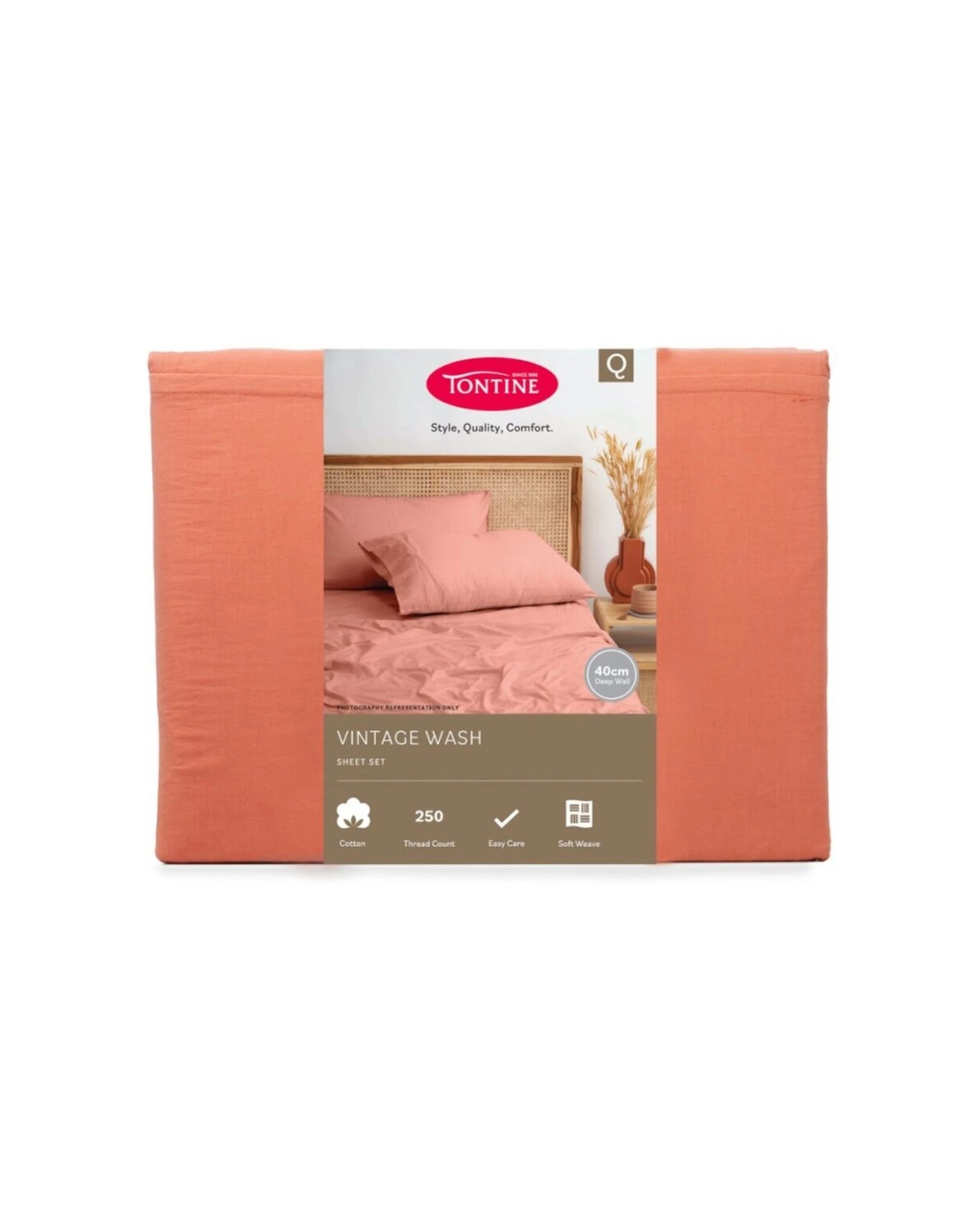 3 Tontine Vintage Wash Bed Bedding Sheet Set Soft Clay - King Bed - Beige, 3 of 4