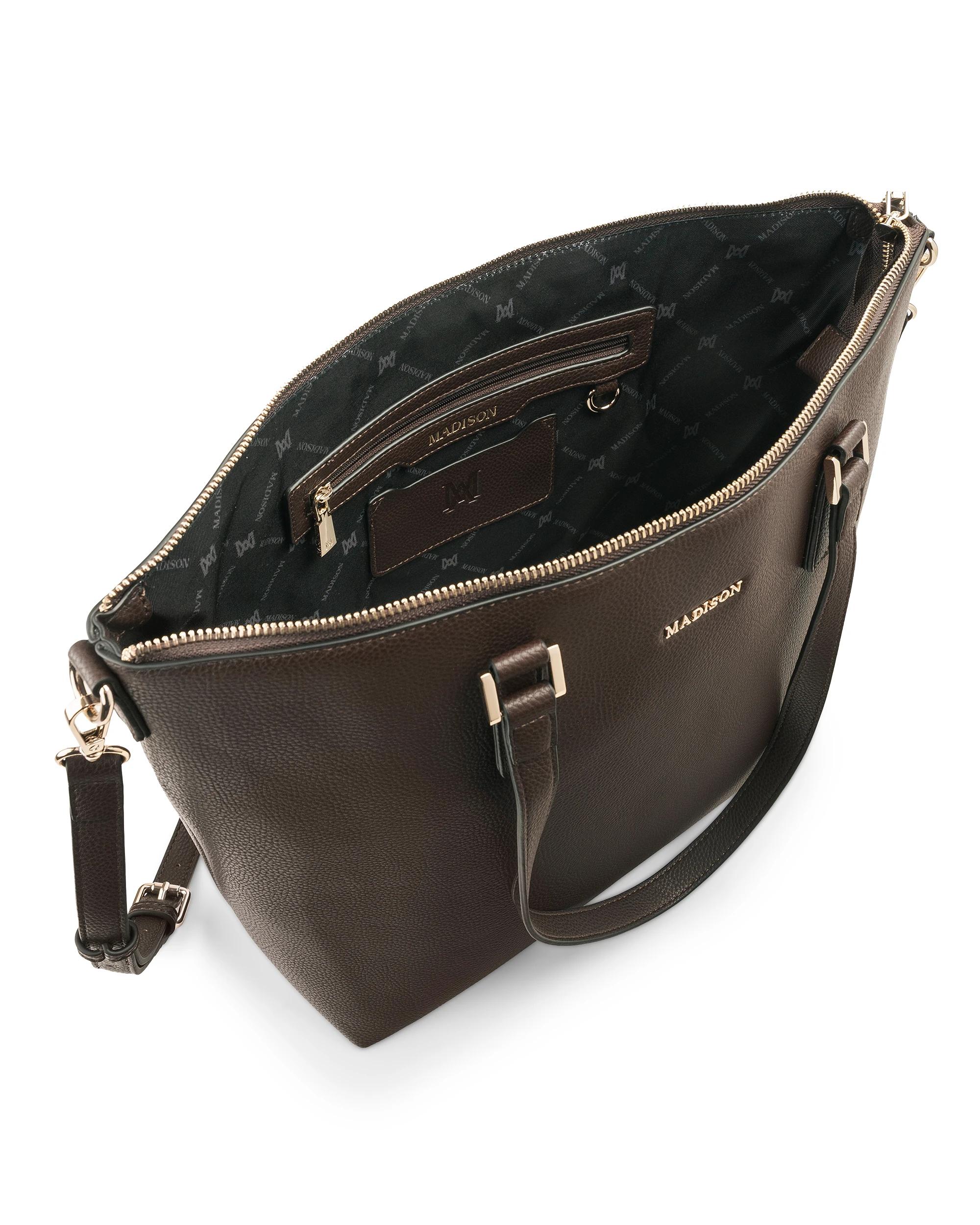 5 Madison Accessories Inga Large Tote Bag with Laptop Pocket CHOCOLATE, 5 of 8