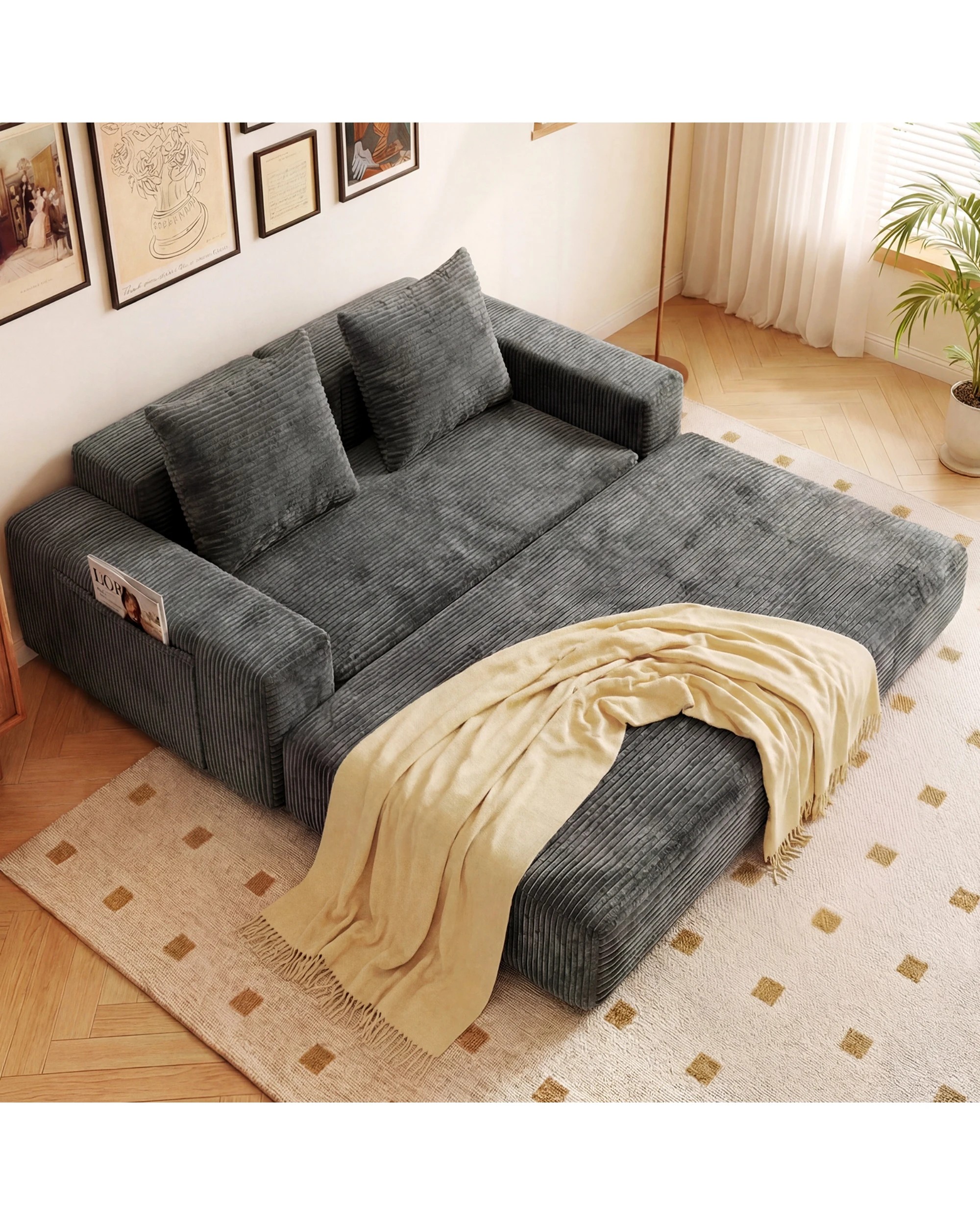 4 Advwin Folding Sofa Bed 2 in 1 Convertible Floor Loveseat, 4 of 7
