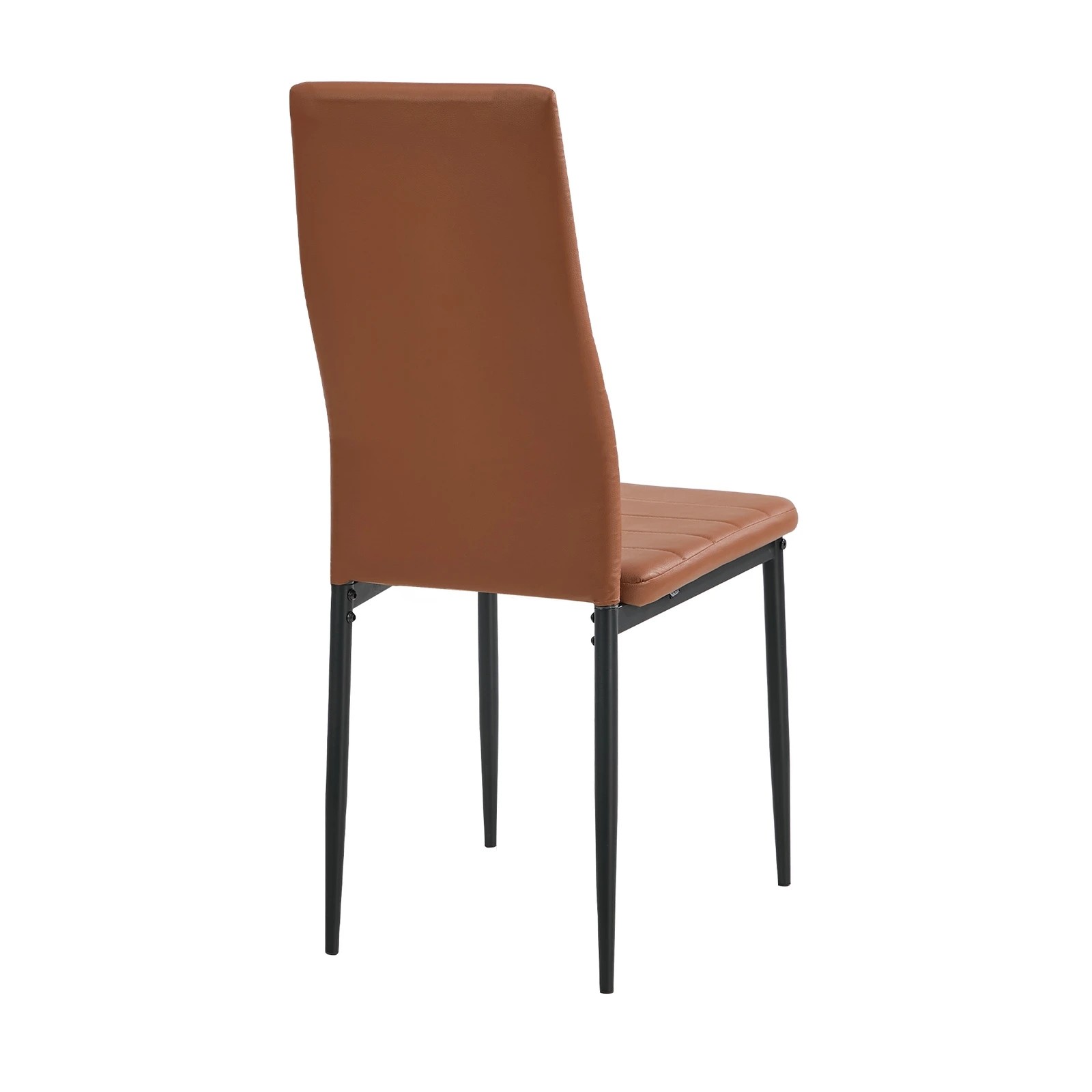 10 Oikiture 6PCS Dining Chairs High-Back Kitchen Chair Padded Faux Leather- Brown, 10 of 10