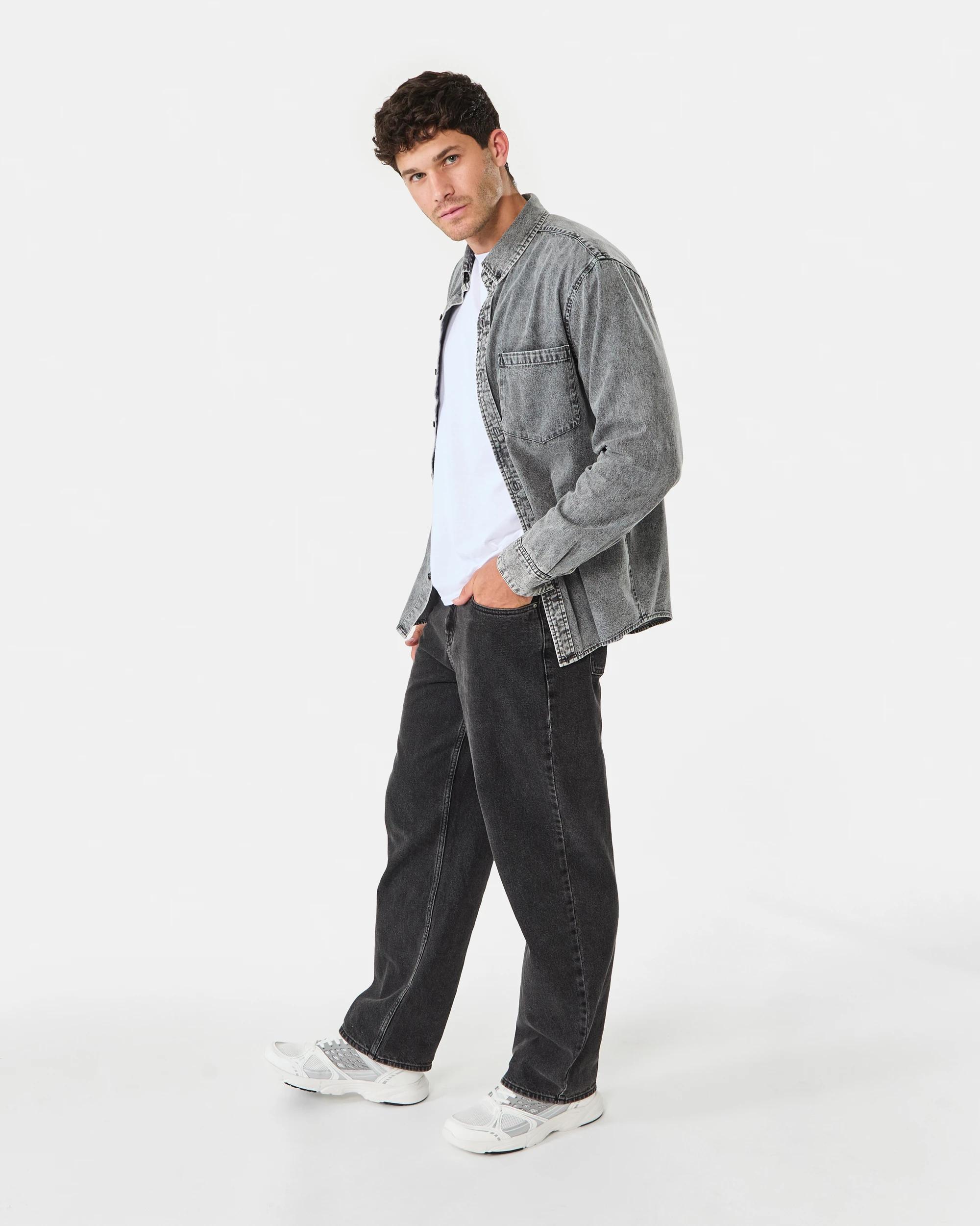 3 Long Sleeve Denim Shirt Wash Black, 3 of 9