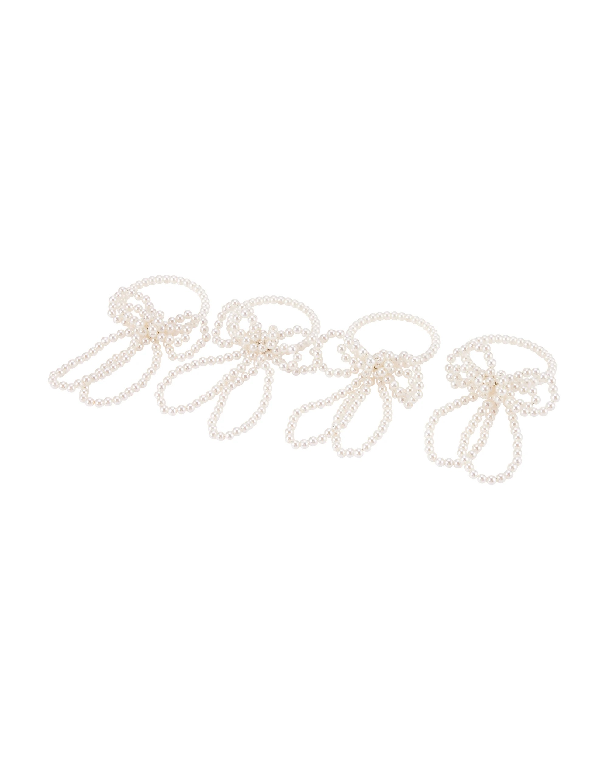 1 4 Pack Faux Pearl Bow Napkin Rings, 1 of 5