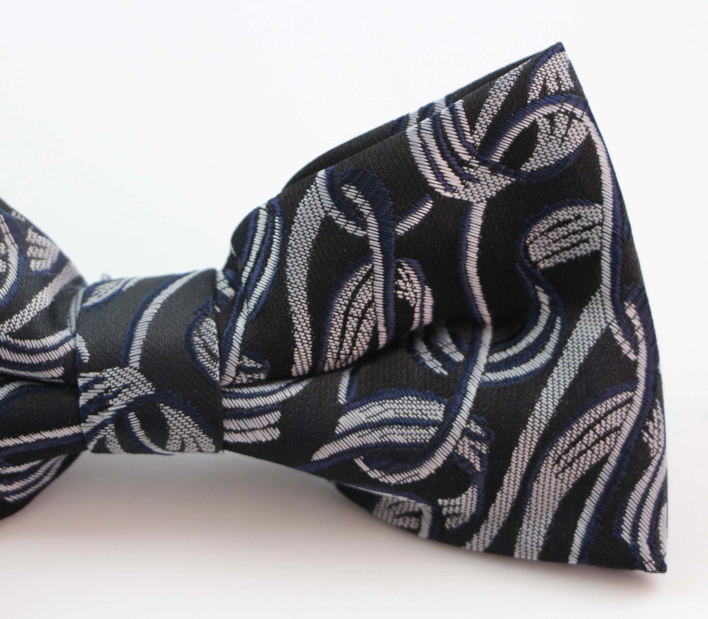 3 Zasel Mens Black Grey Patterned Bow Tie - Multi, 3 of 4