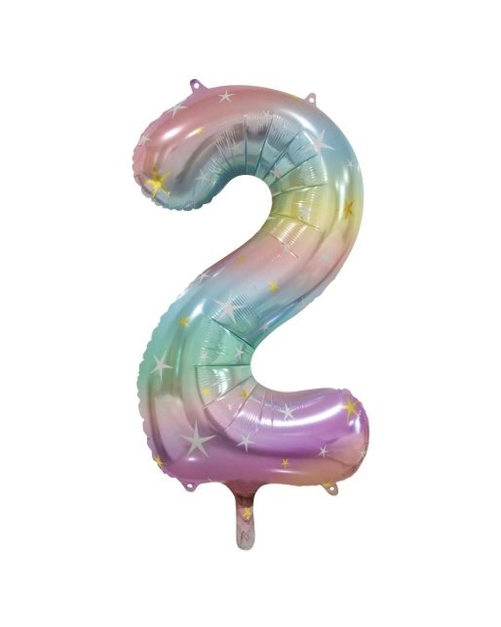 1 Alpen Decrotex Foil Balloon Number 2 Party Decoration 34 Inches Pastel Rainbow - Multi, 1 of 1