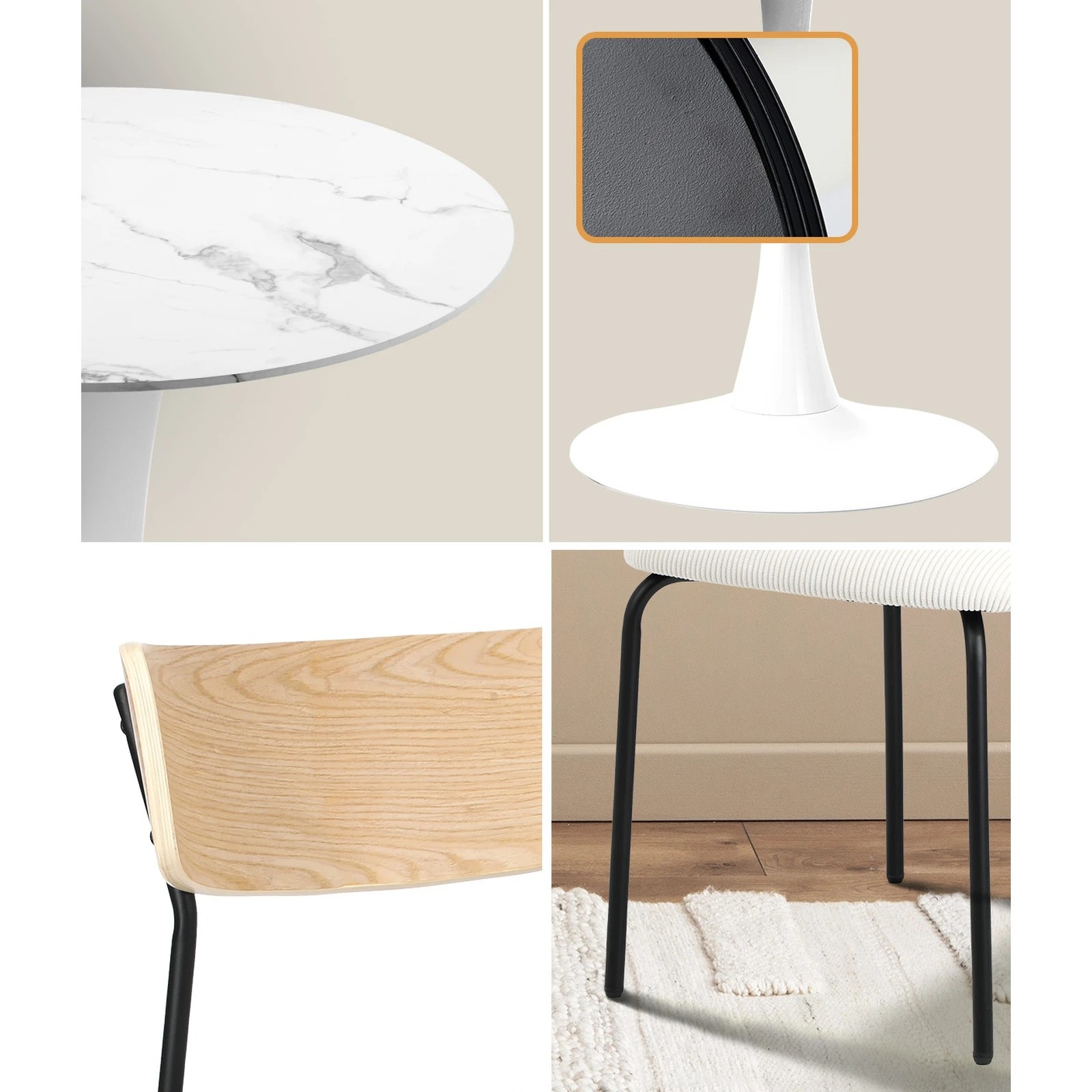 4 Oikiture 90cm Dining Table And Chairs 4-seater Kitchen Furniture Set
 - Multi, 4 of 10