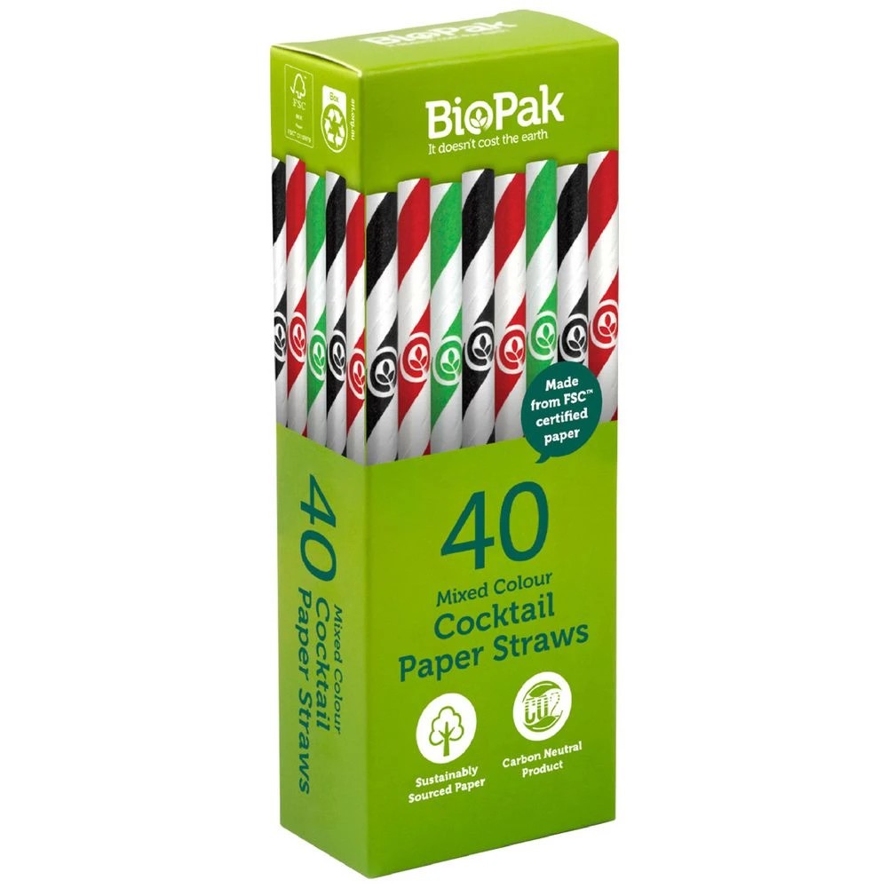 1 Biopak 135mm Cocktail Straws 40 Pack, 1 of 2