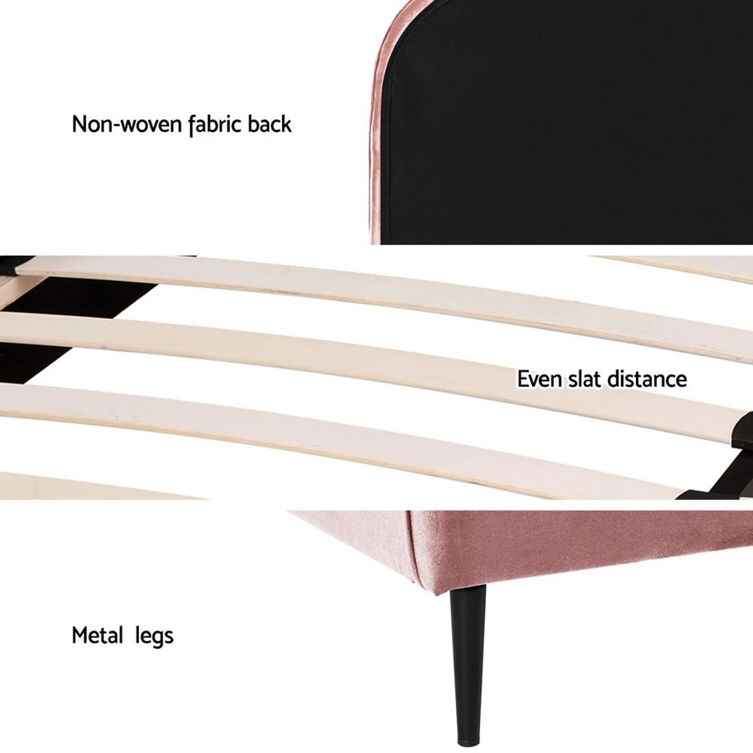 6 Artiss Bed Frame King Single Size Velvet  OLAN - Pink, 6 of 6