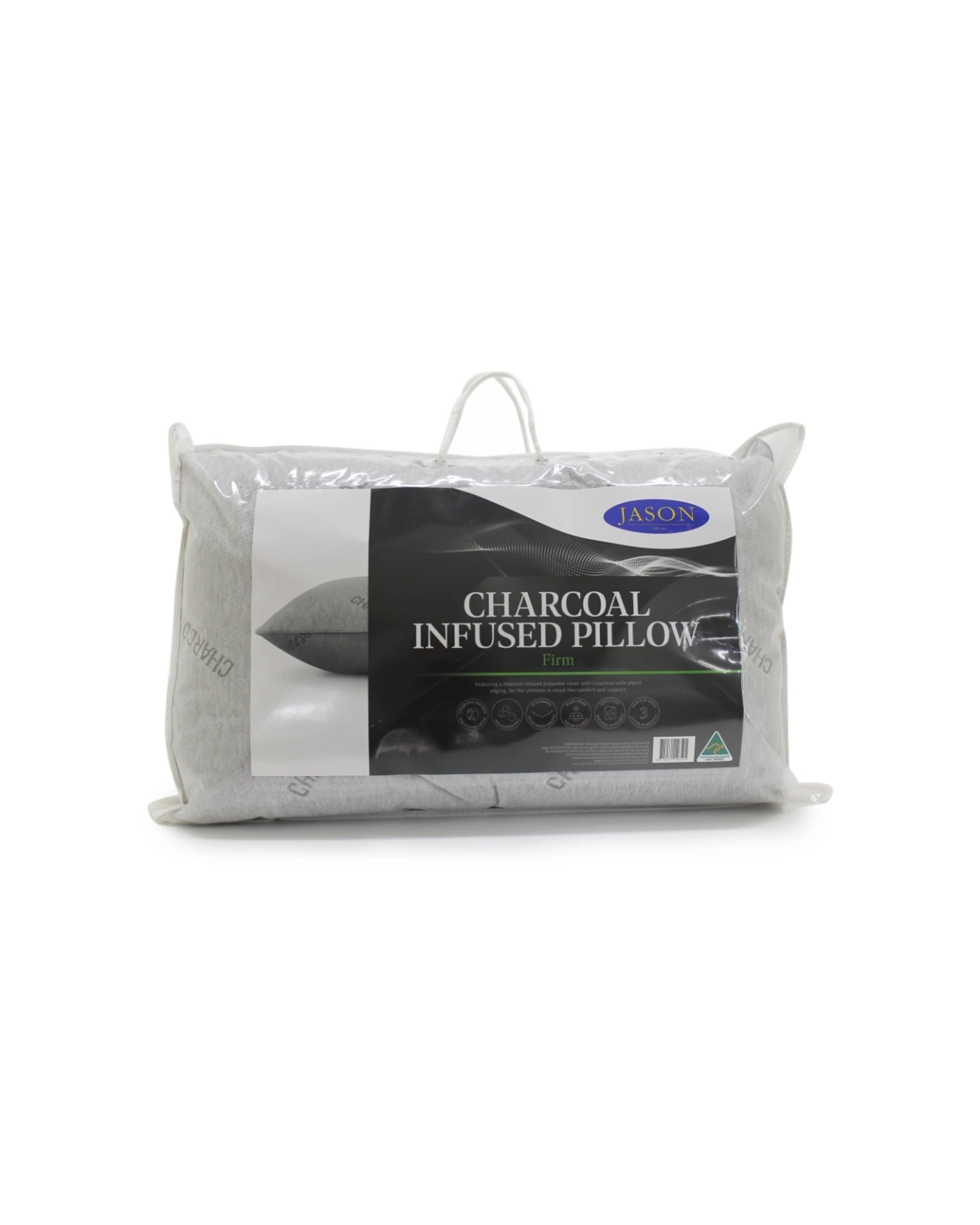 1 Jason Charcoal Infused Firm Support Pillow Piped Edging Standard - Charcoal, 1 of 1