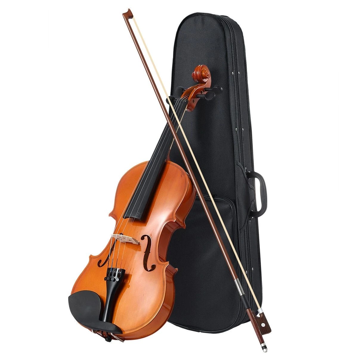 2 MELODIC 3/4 Acoustic Violin Kit 4 Strings Natural Varnish Finish w Case Bow Rosin, 2 of 3