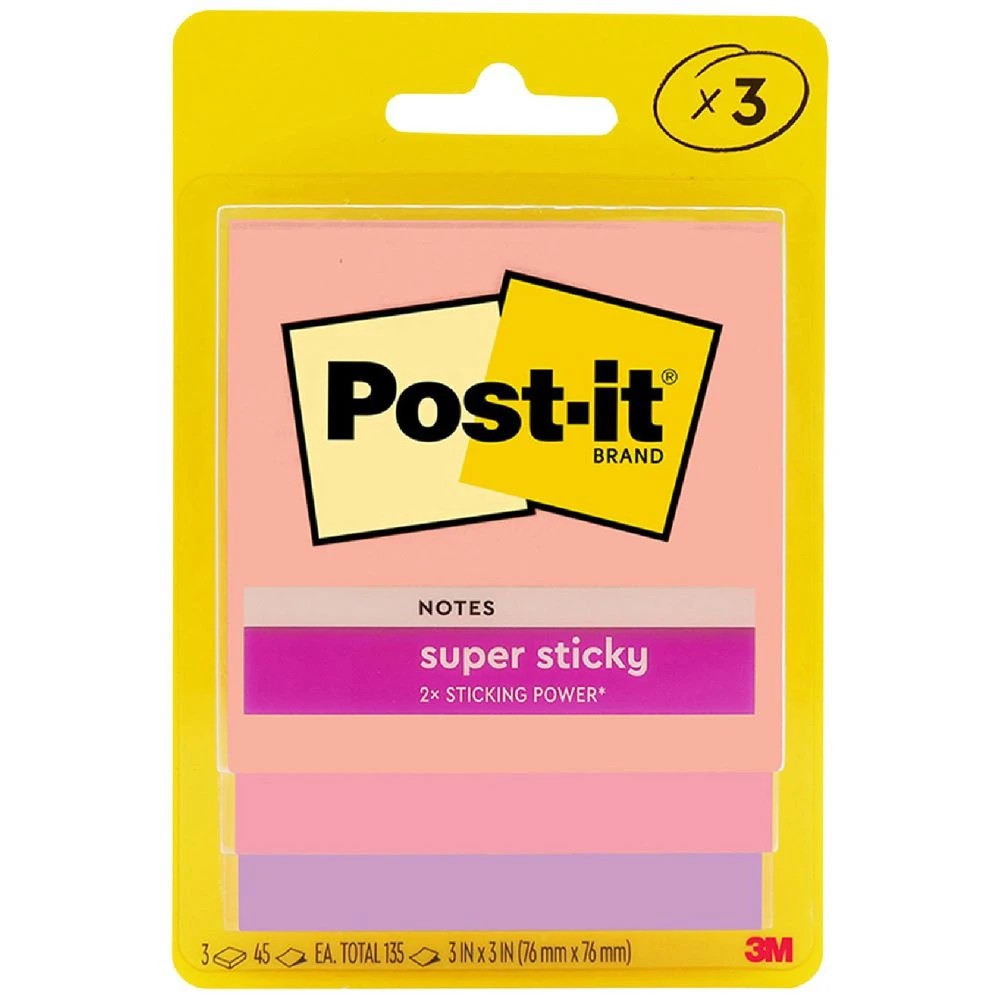 1 Post-it Super Sticky Notes 76 x 76 mm Flamingo 3 Pack, 1 of 7