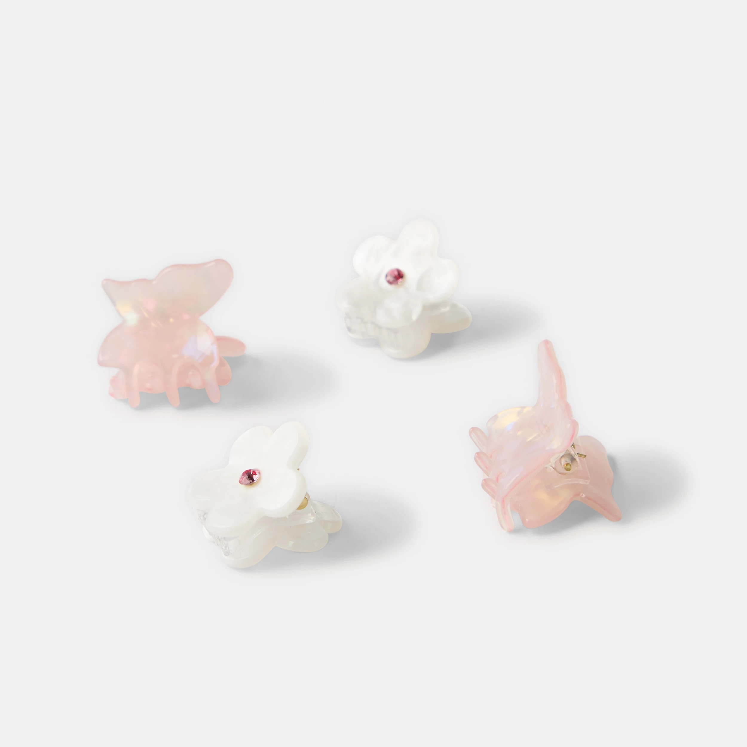 2 4 Pack Butterfly Claw Hair Clips - White and Pink, 2 of 3