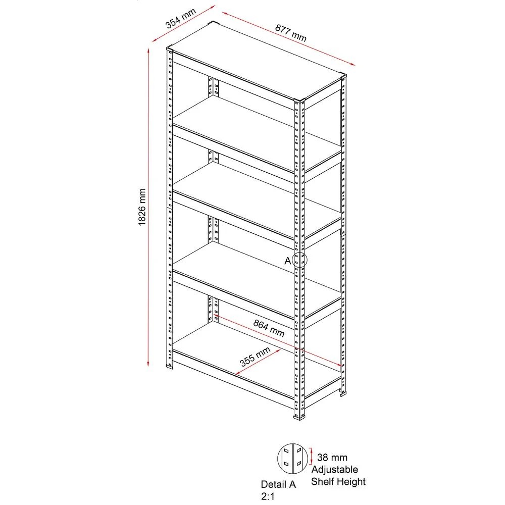 6 Cobalt 5 Shelf Metal Shelving Unit White Shelves Home Office Storage, 6 of 9