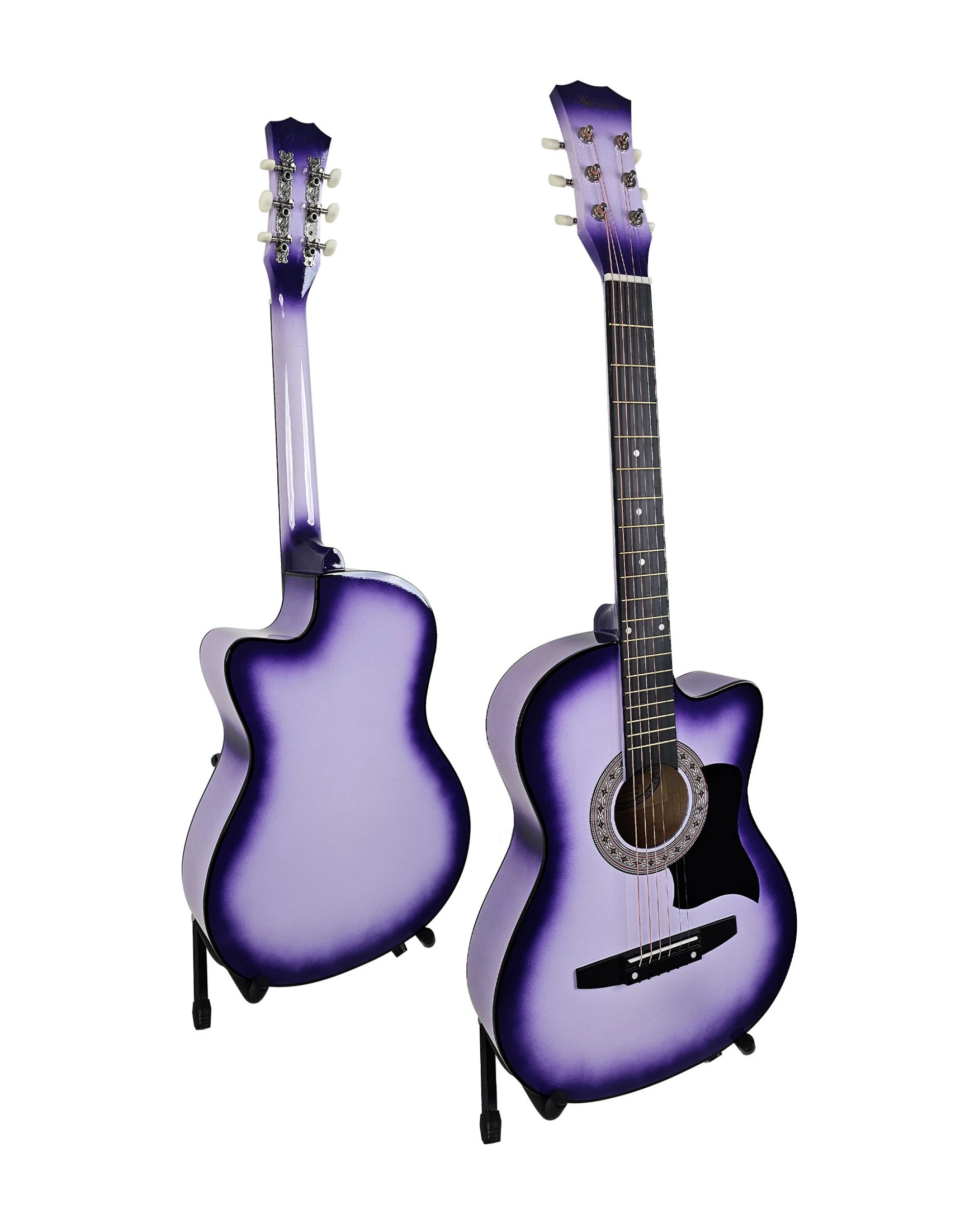 3 Karrera 38in Pro Cutaway Acoustic Guitar with Guitar Bag in Purple Burst, 3 of 10