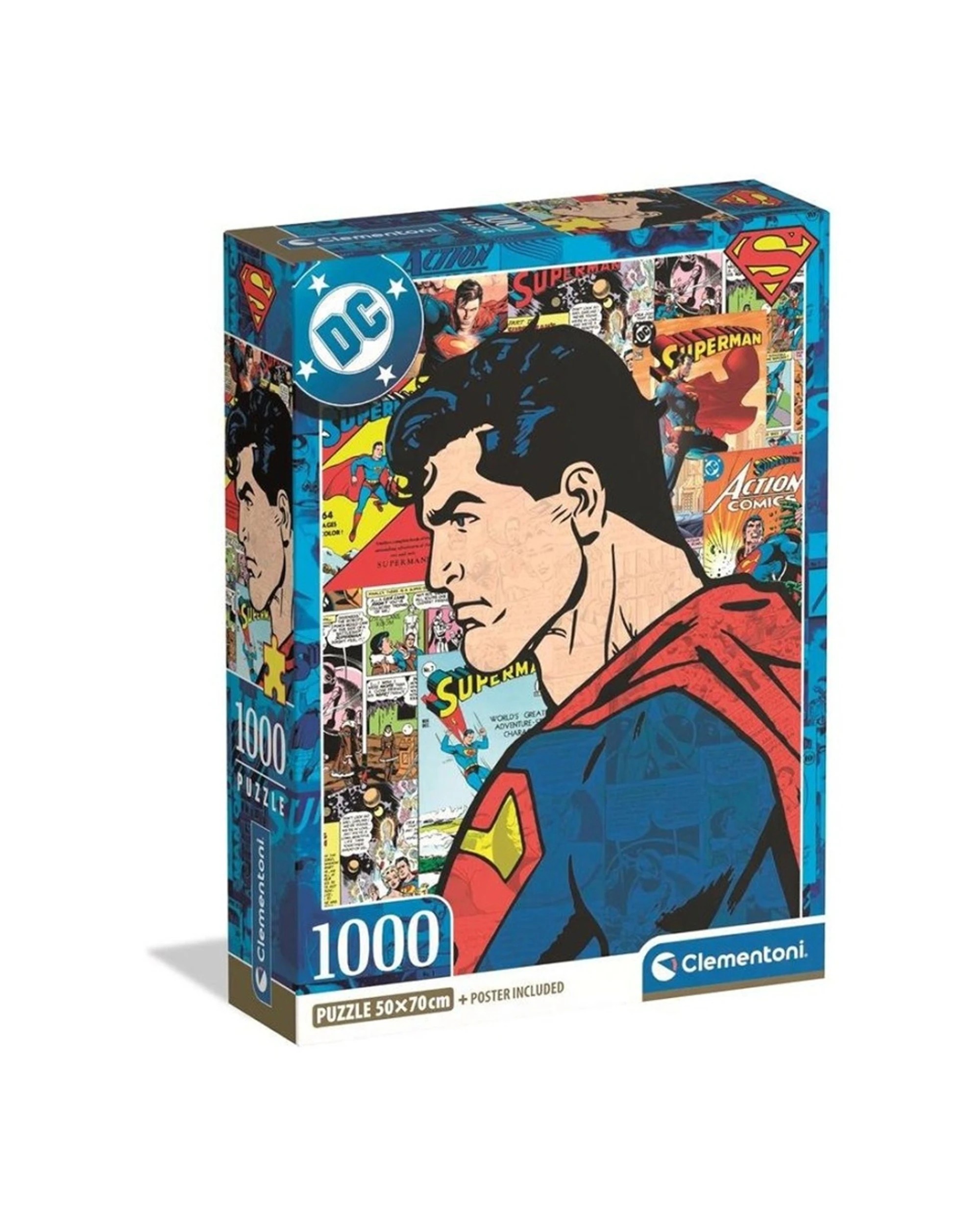 1 Clementoni 1000pc Superman Puzzle Set Advanced Superhero Theme DC Comics - Multi, 1 of 1