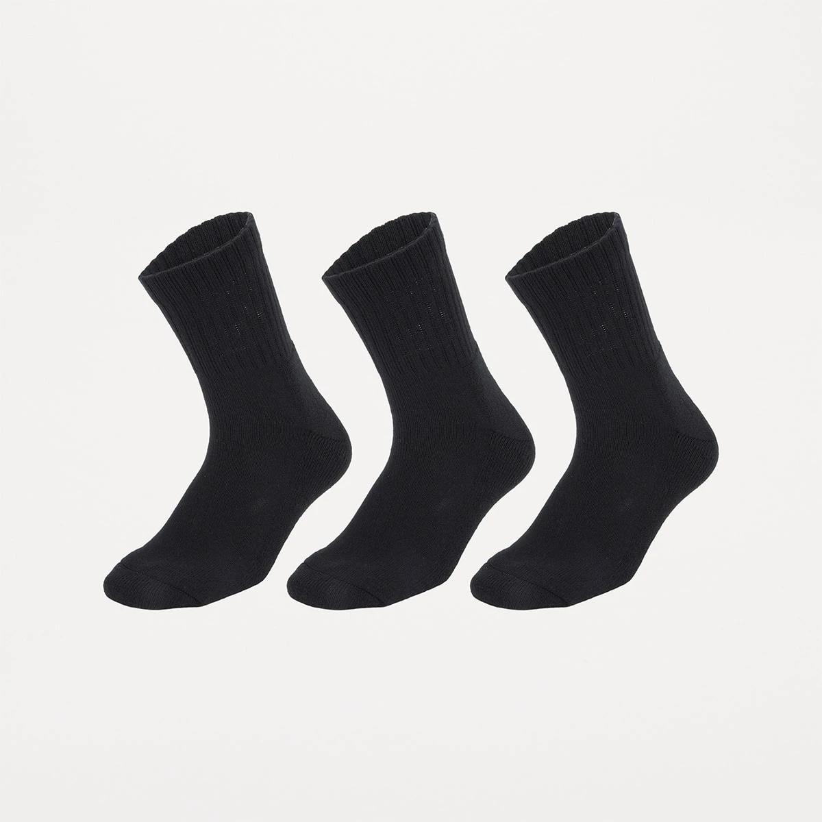 1 3 Pack Quarter Crew Work Socks BLACK, 1 of 3