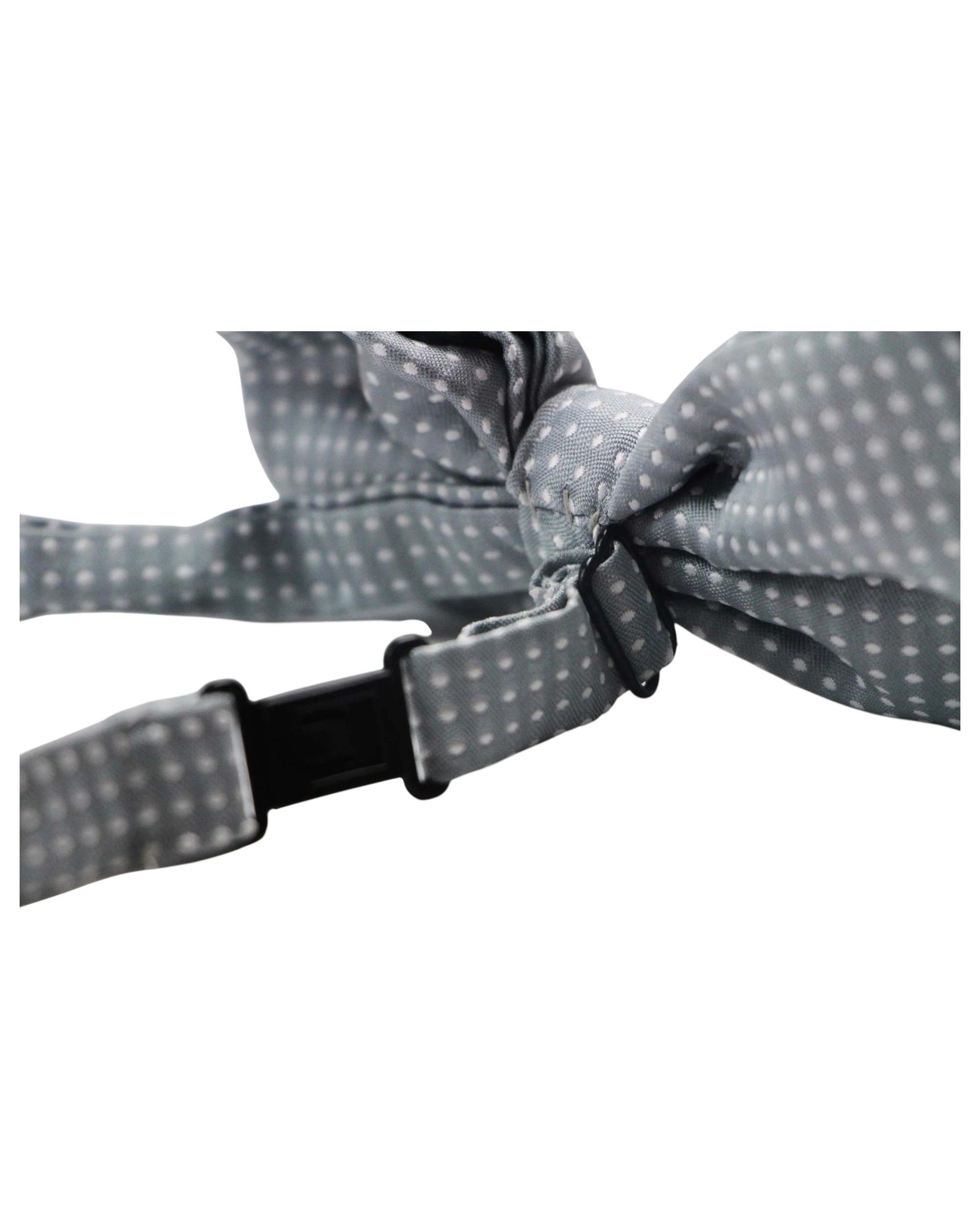 2 Zasel Mens Grey Plain Coloured Bow Tie With White Polka Dots, 2 of 3