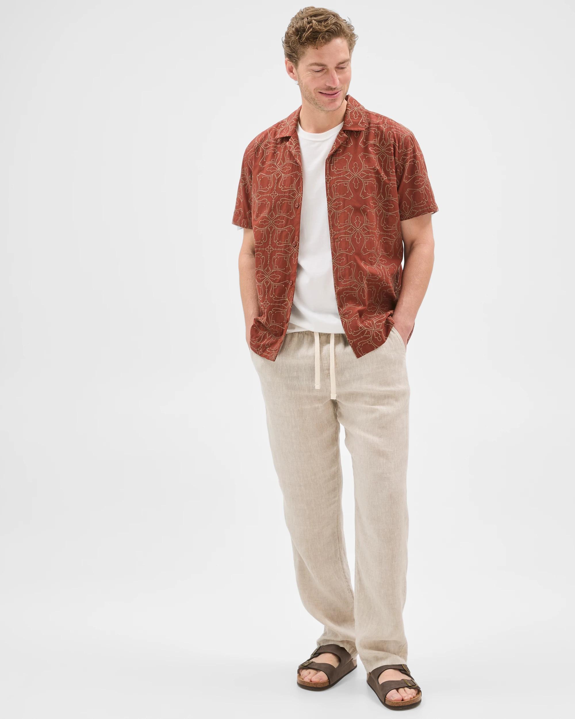 1 Target Man Short Sleeve Embroidered Shirt BROWN STONE, 1 of 7