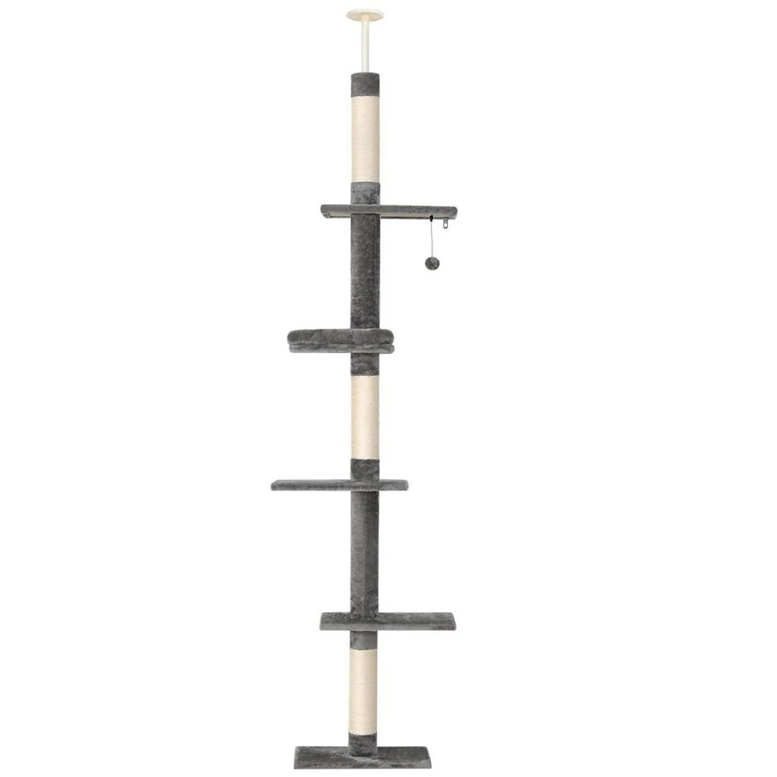 1 i.Pet Cat Tree 290cm Tower Scratching Post Scratcher Floor to Ceiling Cats Bed - Grey, 1 of 5