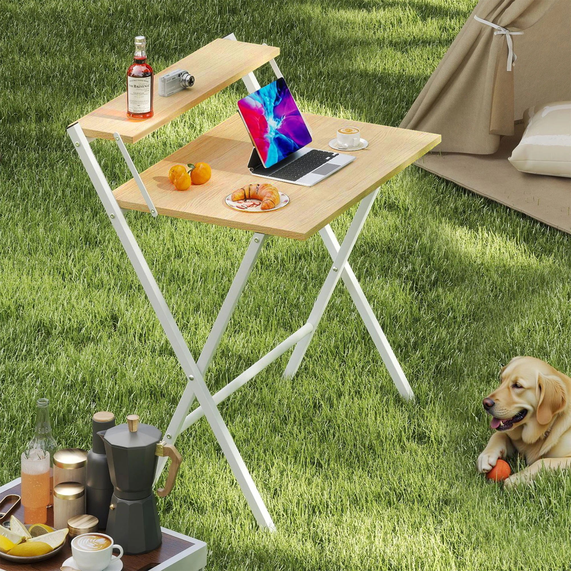 8 Levede Foldable Computer Desk - Natural, 8 of 9