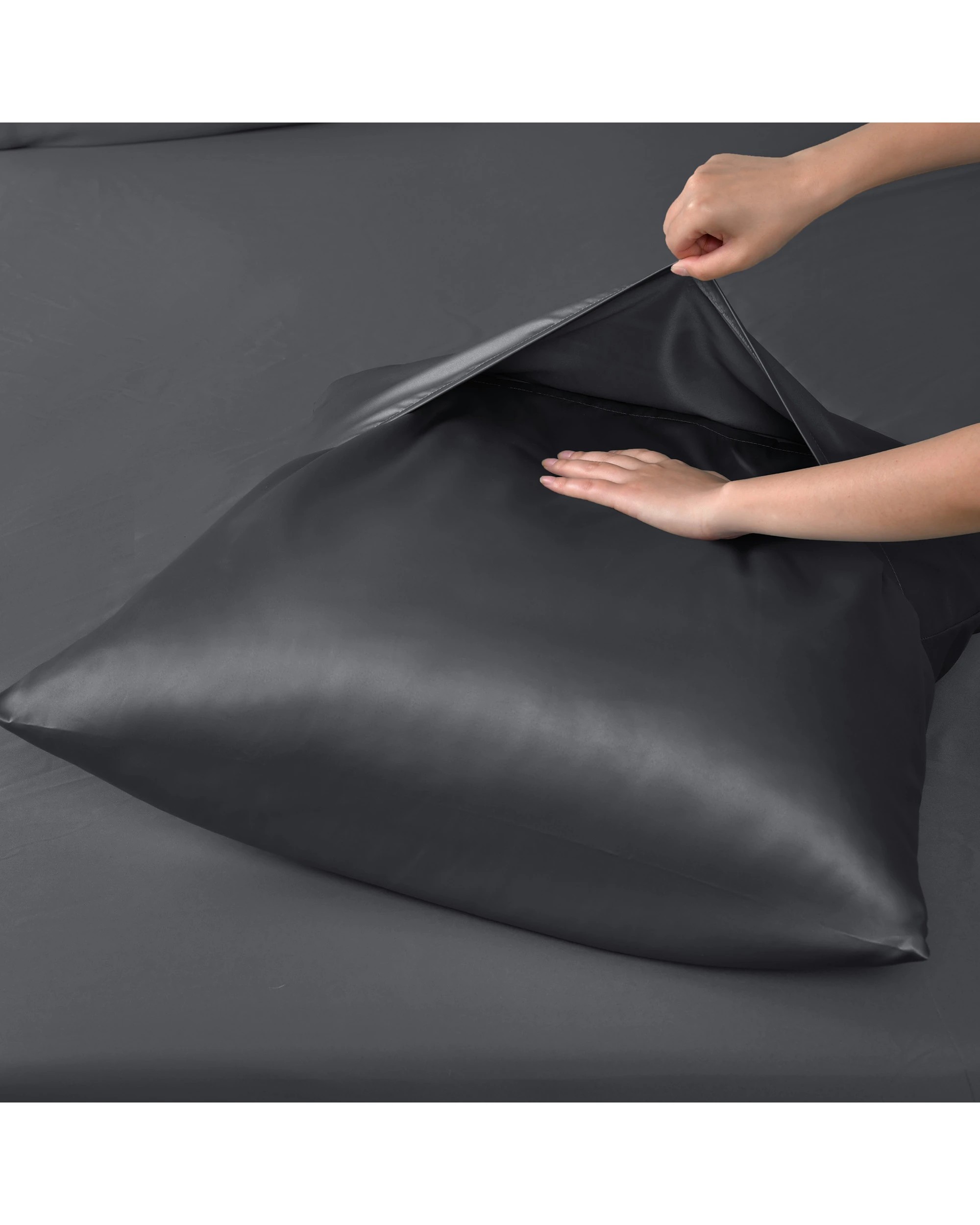 5 Dreamaker Matte Satin Euro Pillowcase - Charcoal, 5 of 5