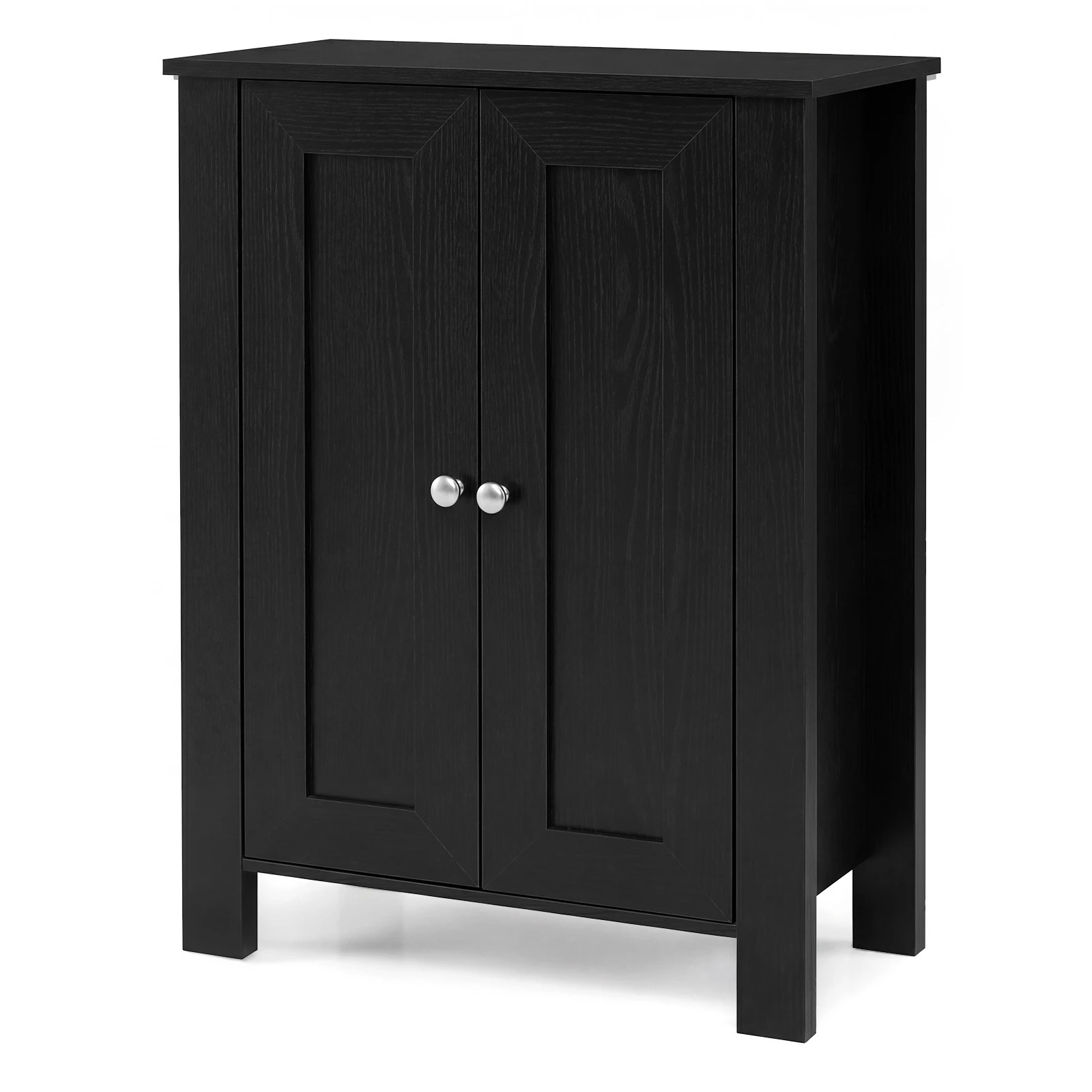 1 Costway 2-Door Bathroom Cabinet Wood Storage Organizer w/Adjustable Shelves, 1 of 8
