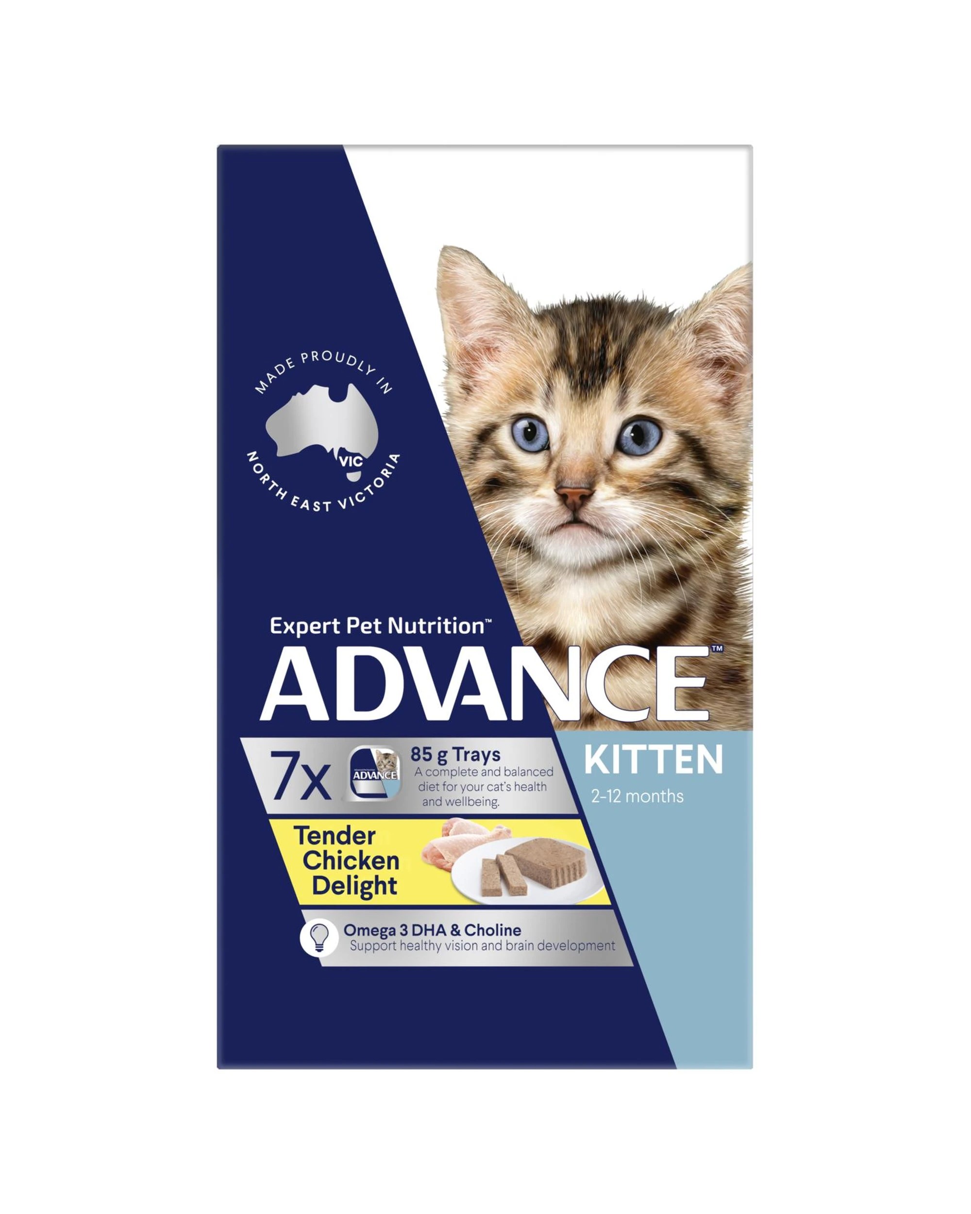 3 Advance Kitten 2-12 Months Wet Cat Food Tender Chicken Delight 7 x 85g, 3 of 3