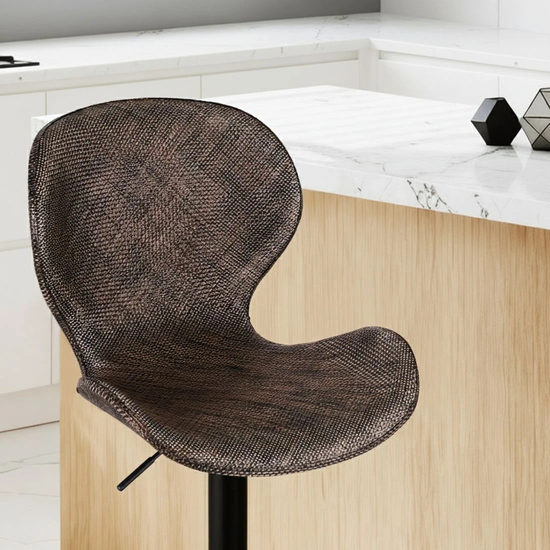 5 Artiss 4x Bar Stools Kitchen Swivel Gas Lift Counter Chair Wing PE Rattan - Brown, 5 of 6