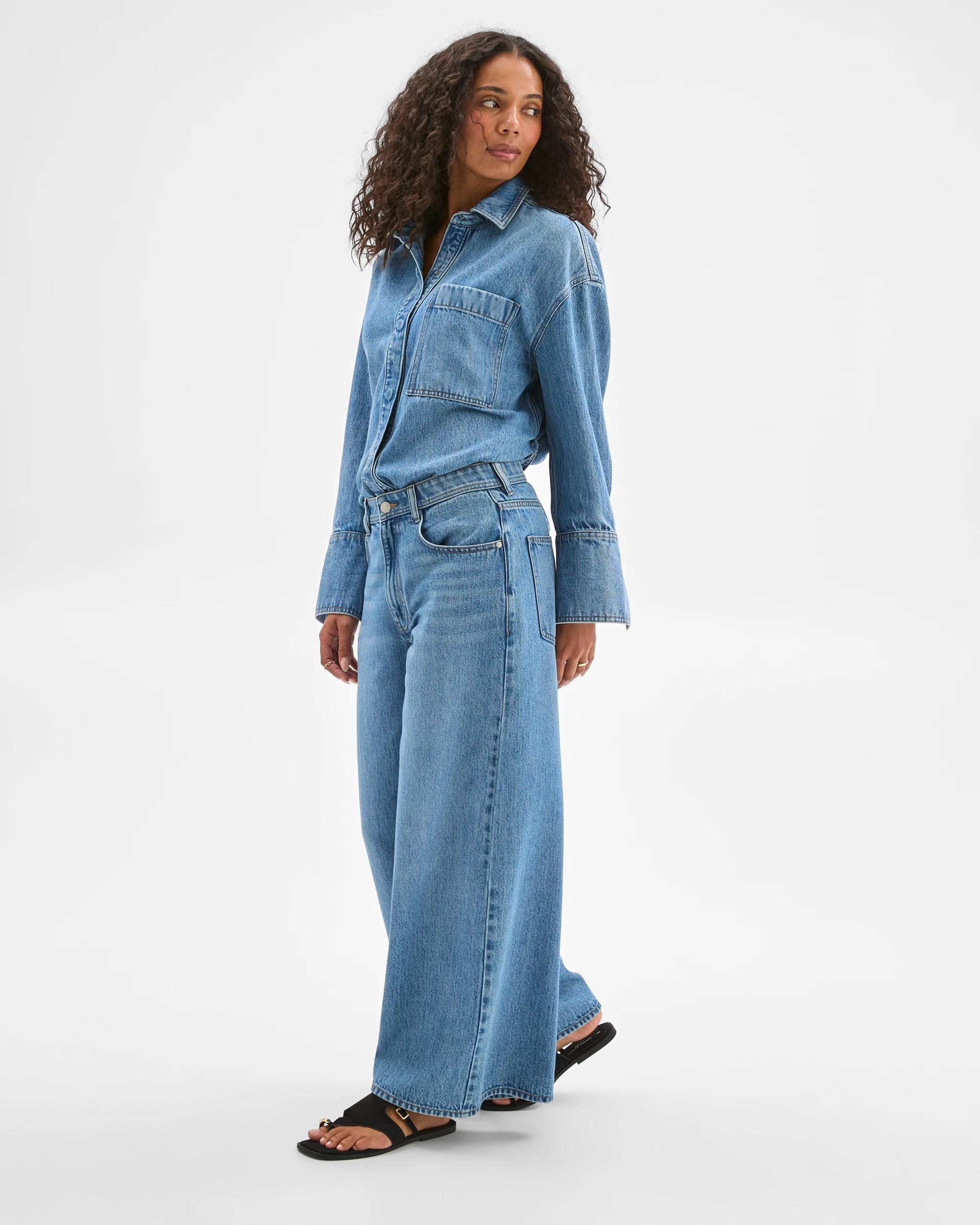 3 Target Woman Wide Leg Slouch Denim Jeans MID WORK, 3 of 7