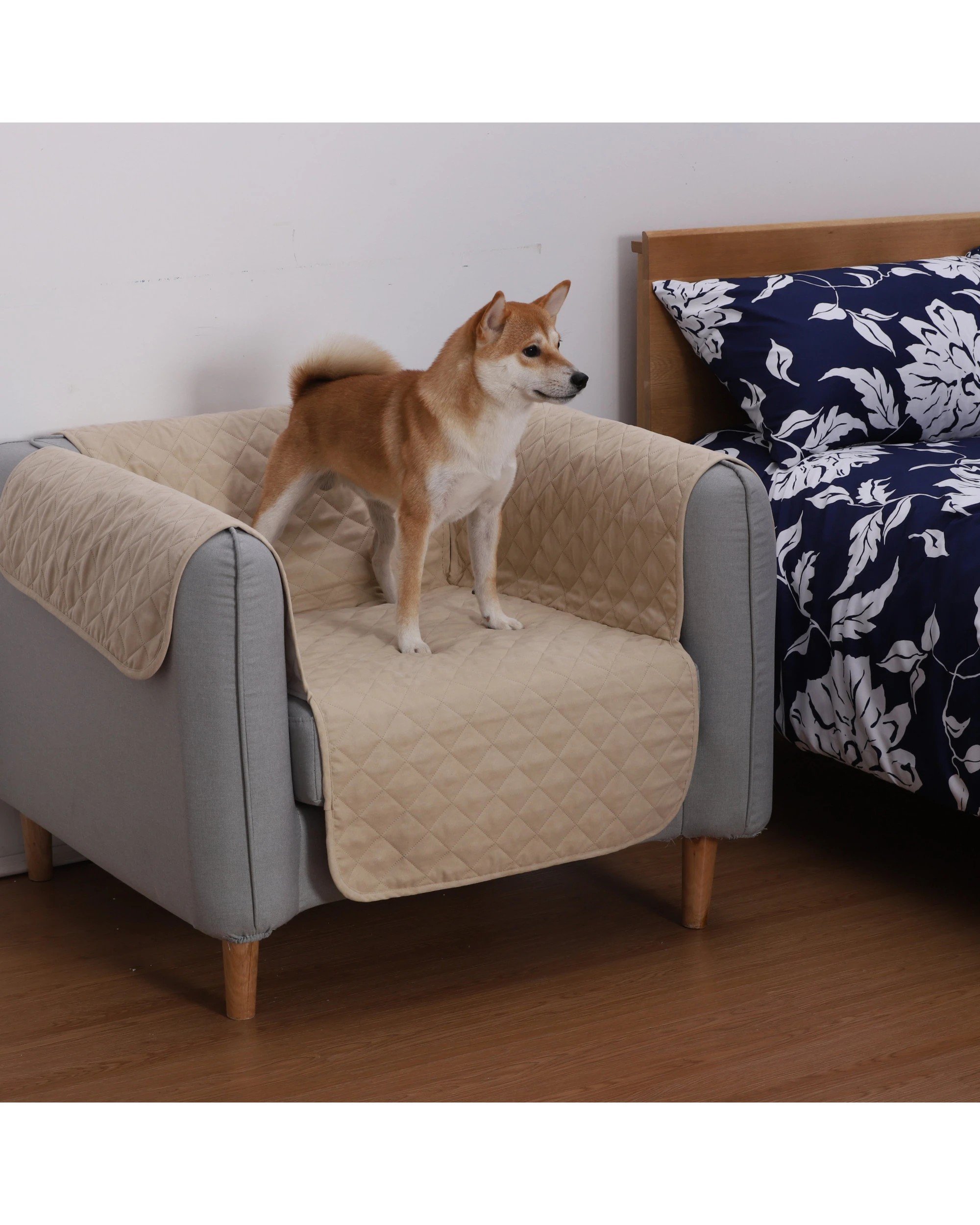 2 Charlie's Cosy Quilted Sofa Protector Cover for Chairs Oat - Cream, 2 of 6