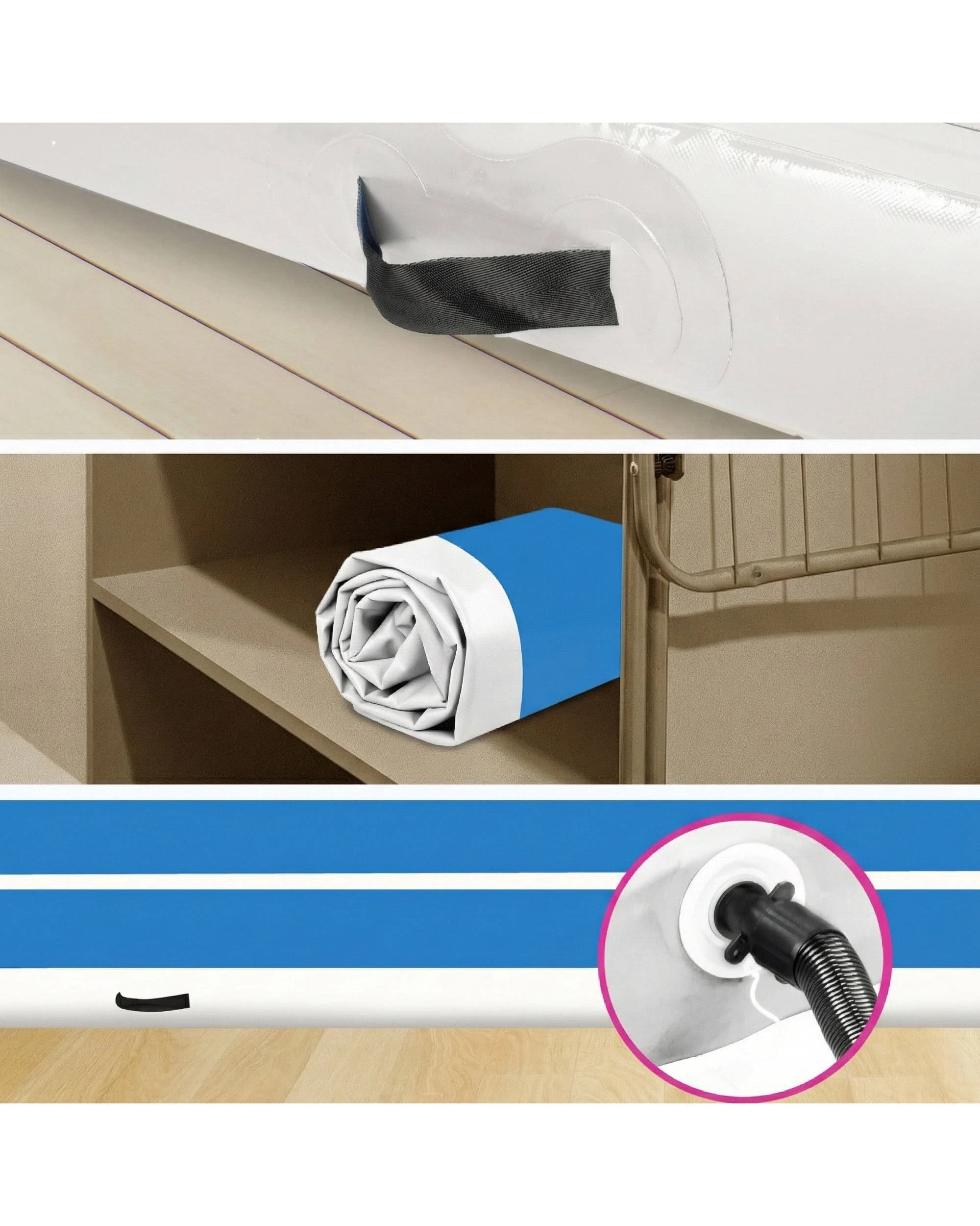 5 Powertrain 4M x 2M 20cm Air Track Gymnastics Tumbling Airtrack Exercise Yoga Mat Balance Beam Inflatable - Blue, 5 of 5