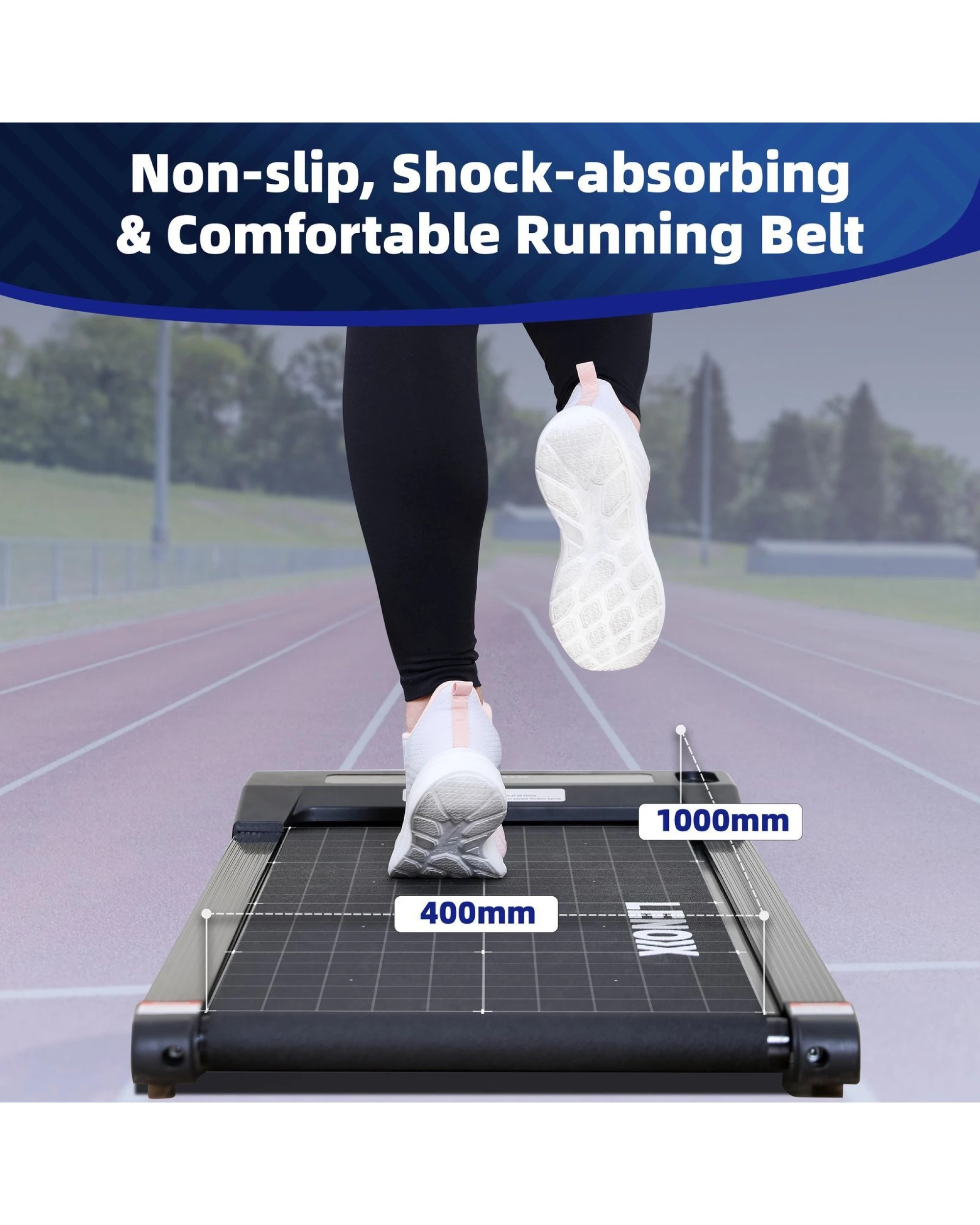 7 Lenoxx 1.5 HP 52cm Electric Walking Pad Treadmill with Remote Control and Display Screen, 7 of 10