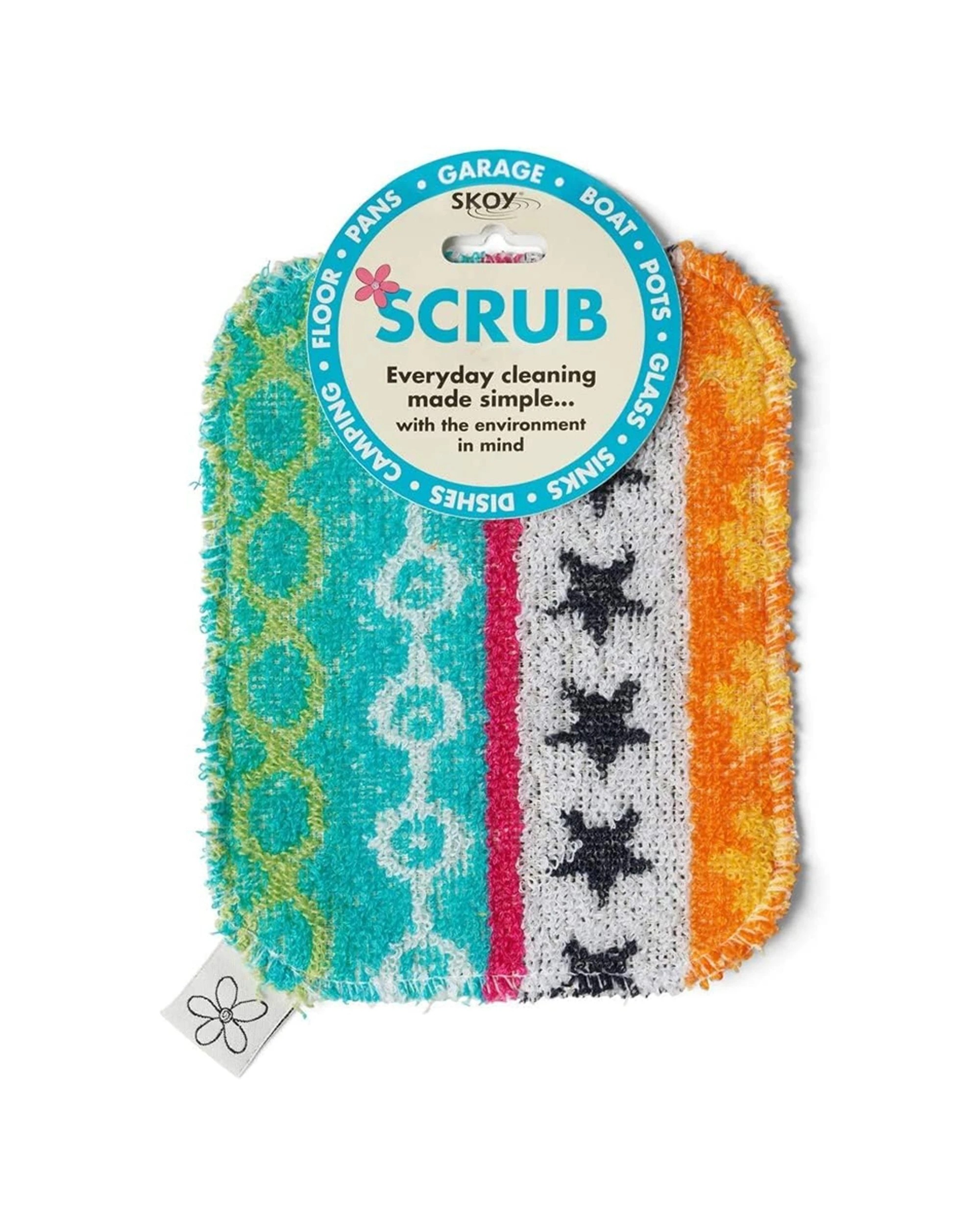 3 Skoy Single Scourer Scrub Assorted Durable Cotton Versatile Cleaning Pad, 3 of 3