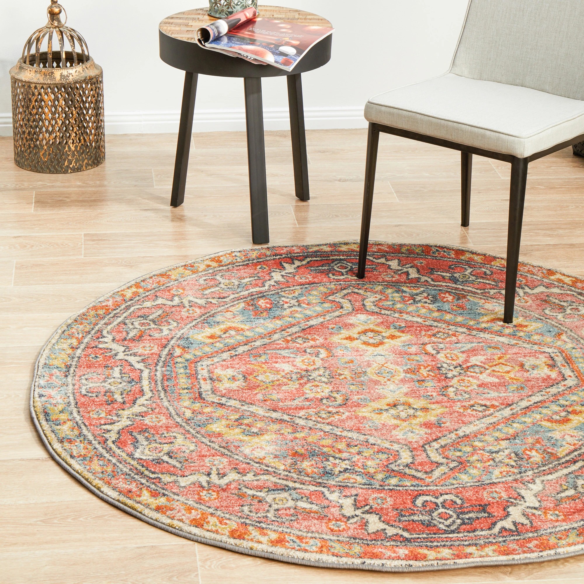 3 Common Ground Rugs Eterna 856 200x200cm - Medium Round Rug - Red, 3 of 8