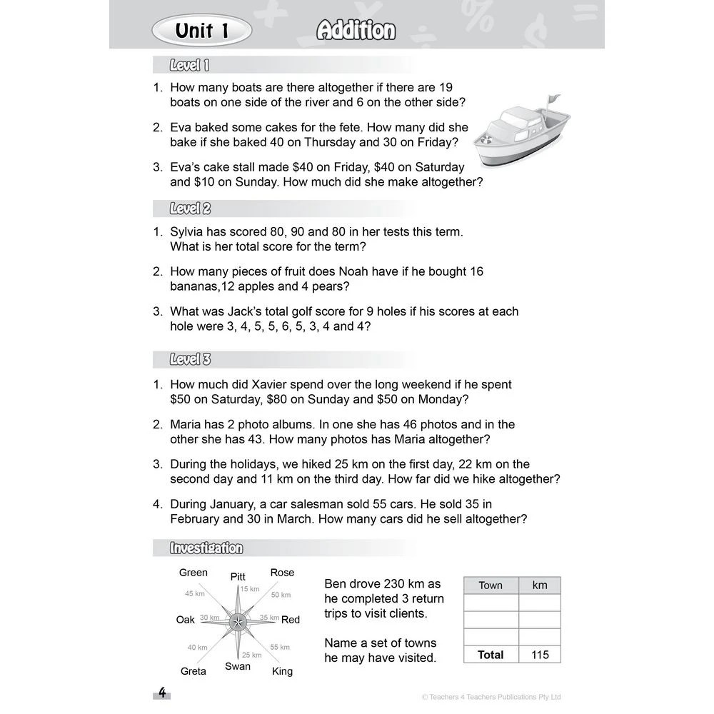 3 Problem Solved Mathematics Activity Book 4, 3 of 4
