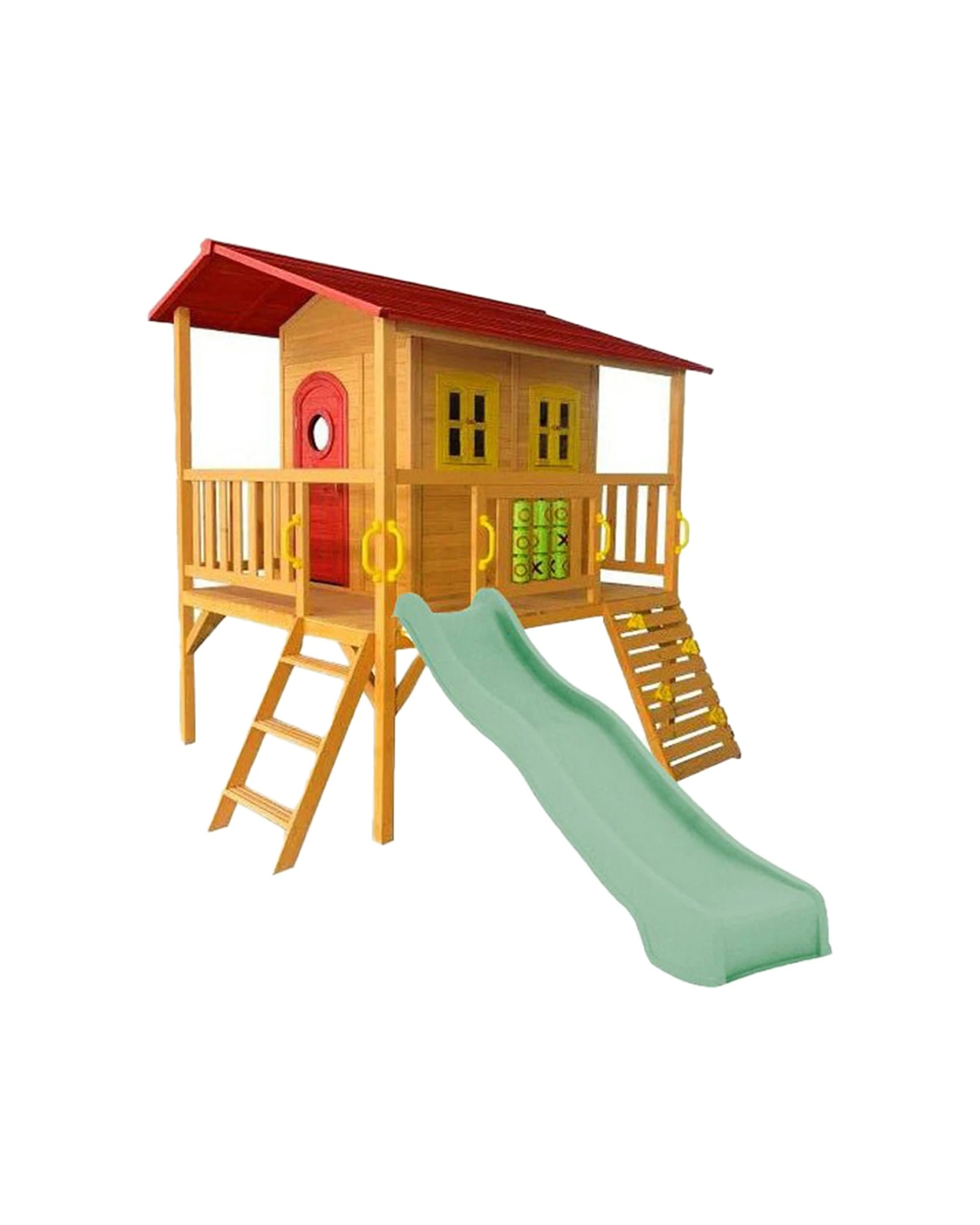 1 KIDZSHACK Sweet Shack Wooden Large Cubby House With Slide - Green, 1 of 1