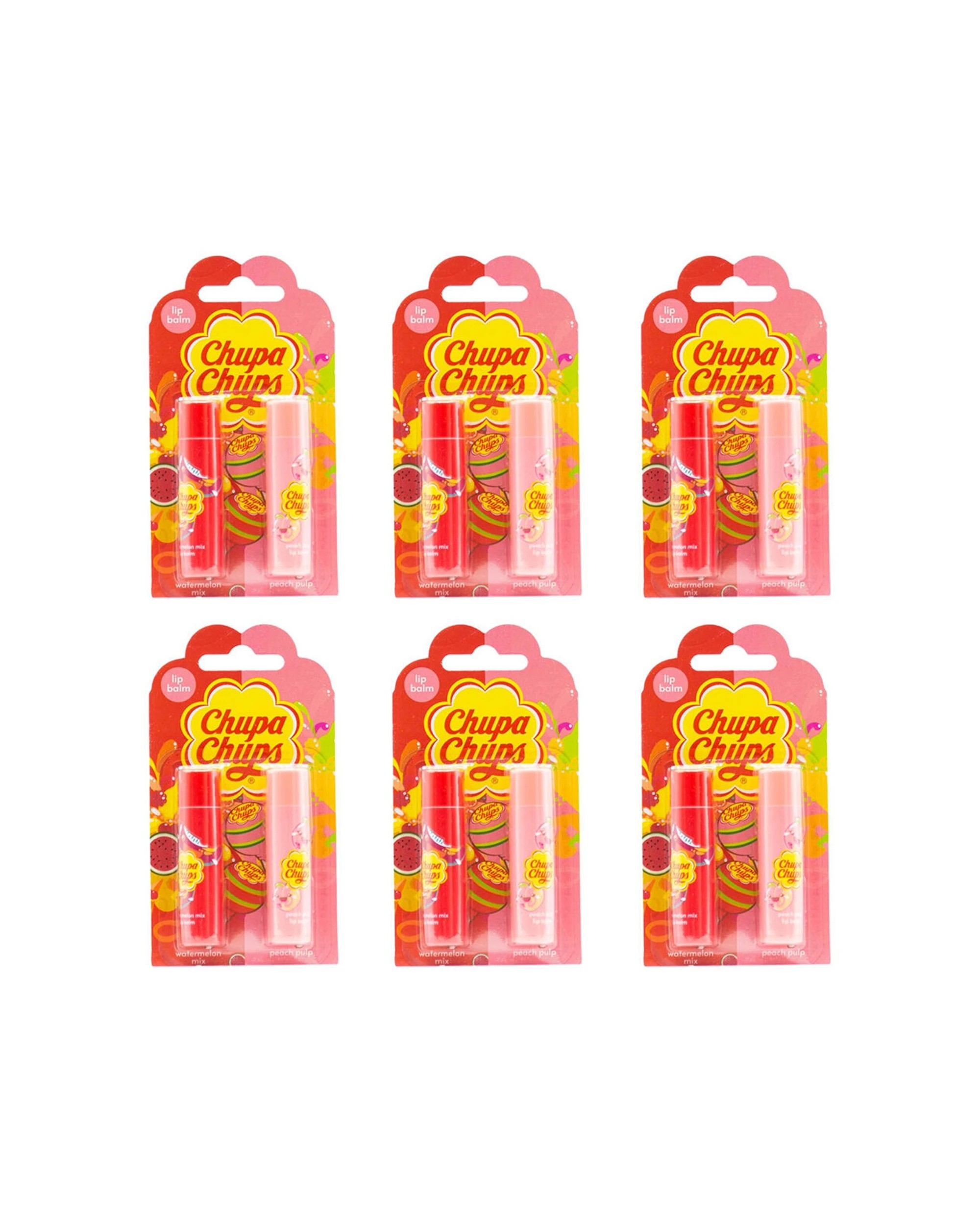 1 Chupa Chups 6x 2pc Lip Balm Watermelon Mix and Pulp Pack Set - Pink, 1 of 3