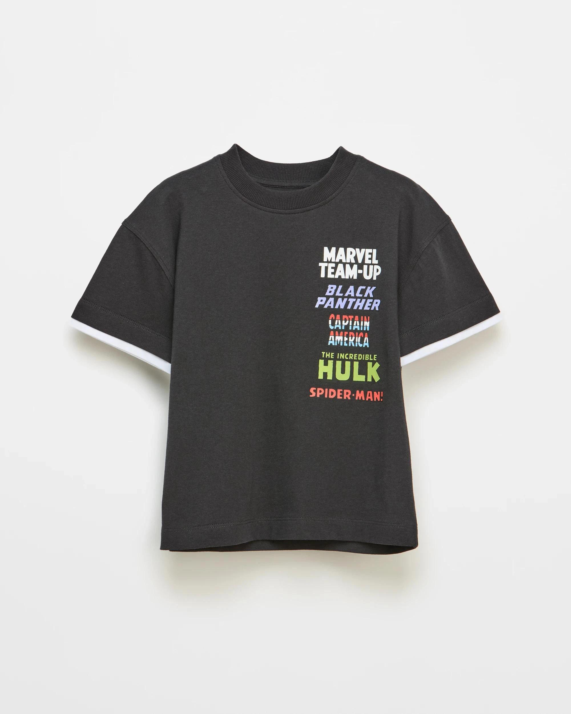 1 Disney Marvel Team Australian Cotton Oversized T-shirt CHARCOAL, 1 of 3