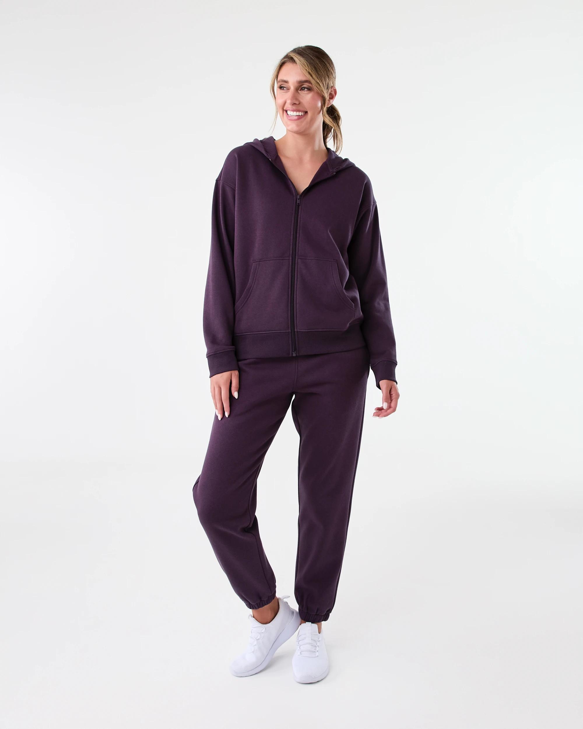 6 Active Womens Essential Cuff Trackpants Pur Raisin, 6 of 6