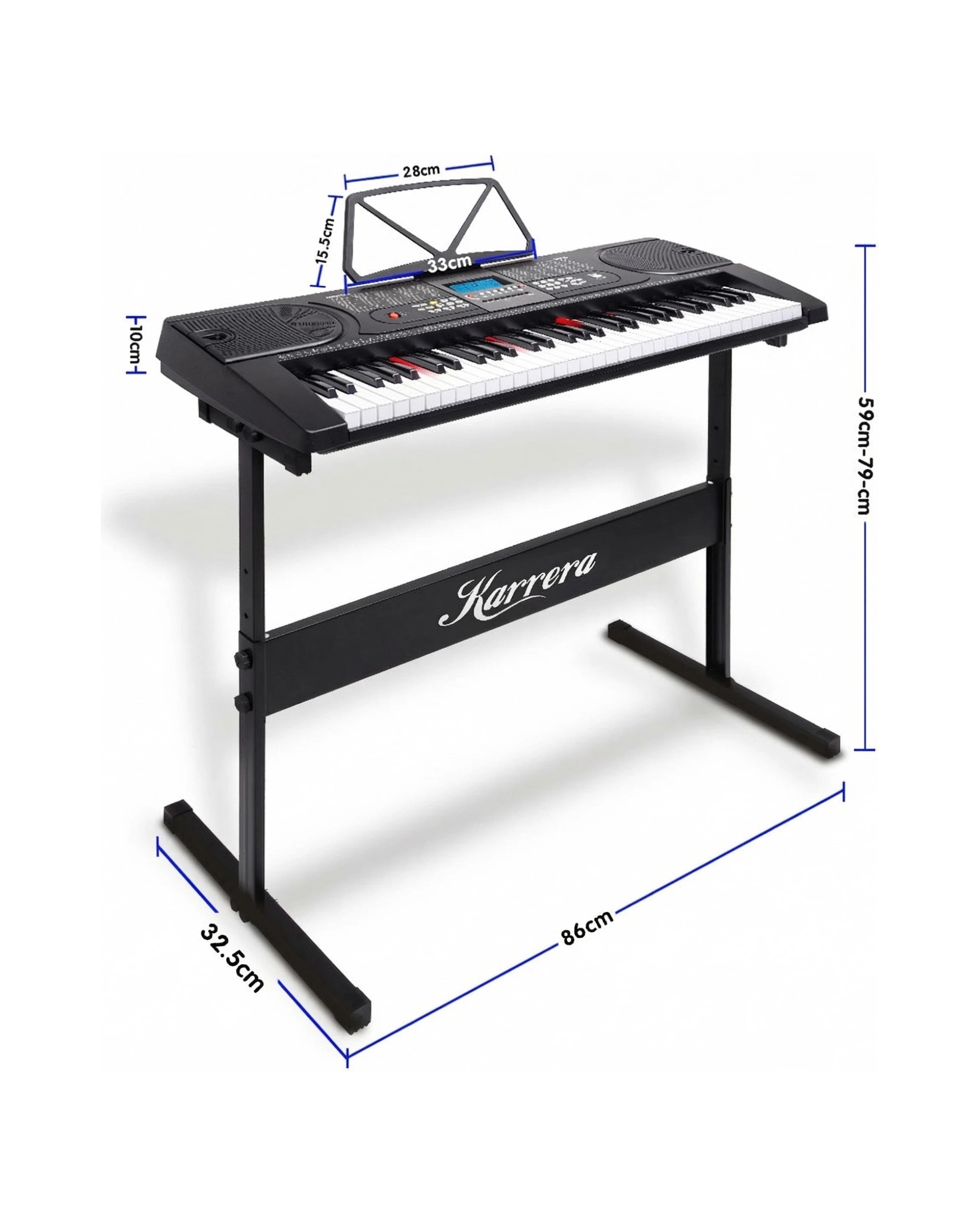 2 Karrera 61 Keys Electronic LED Keyboard Piano with Stand in Black - Black, 2 of 7