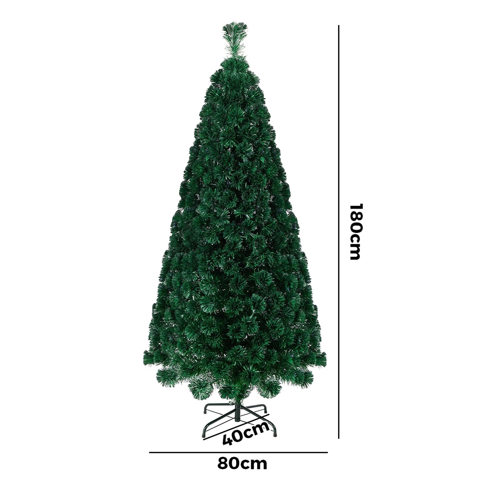 2 Tinseltown Christmas Tree Fibre Optic 6FT 1.8M Xmas Trees Multi-Colour Lights - Green, 2 of 5