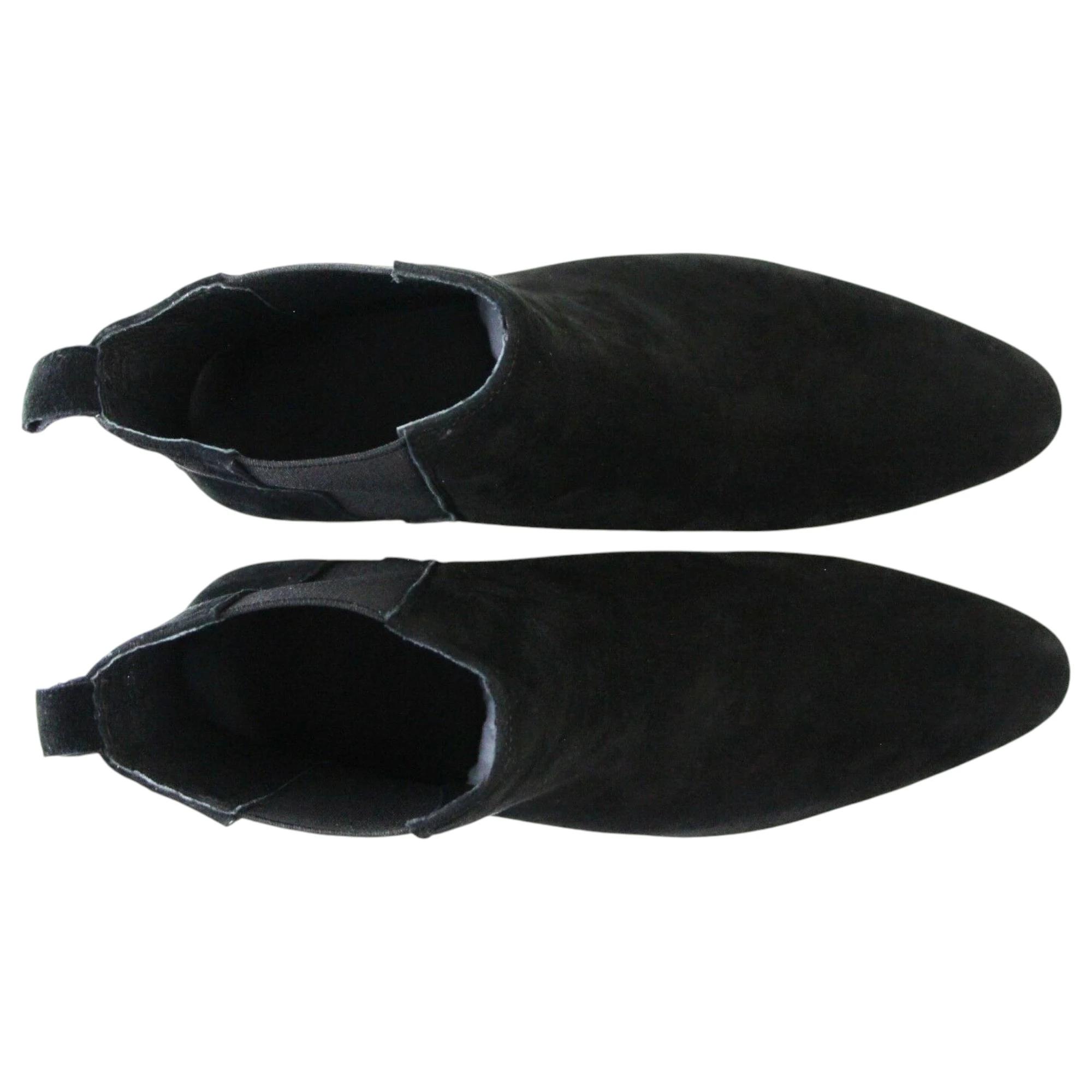 2 Zasel Andreas Suede Leather Slip On Dress Casual Work Shoes Mens Boots BLACK, 2 of 3