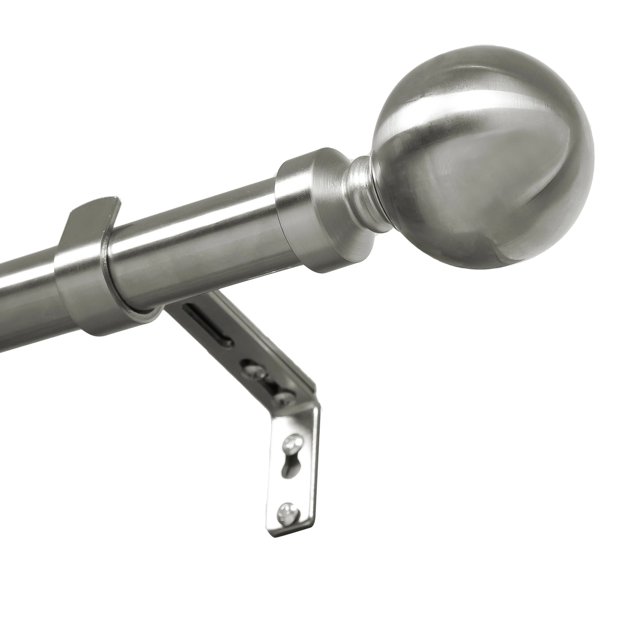 2 Marlow Metal Curtain Pole Rod Set Extendable Adjustable In Satin Nickel, 2 of 5
