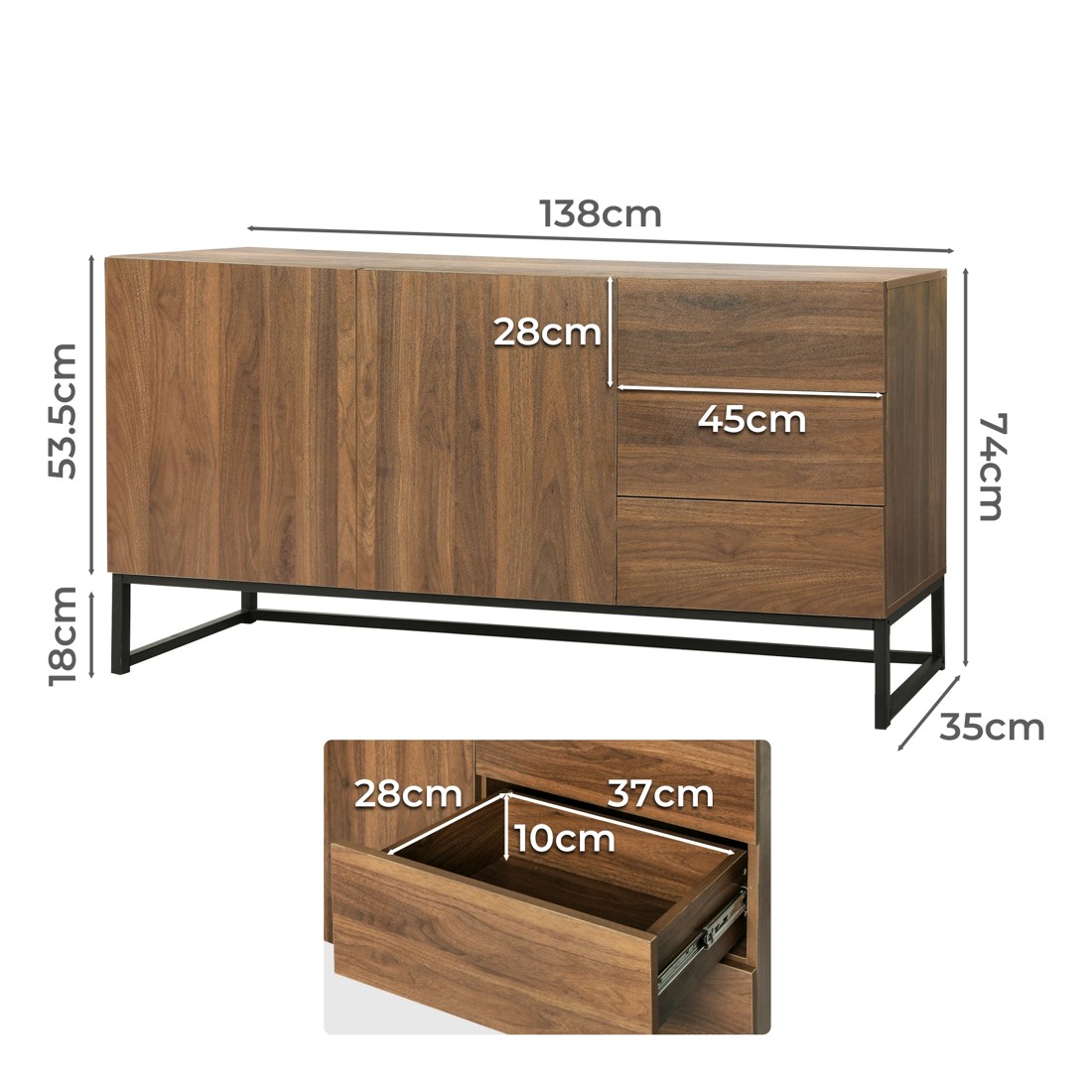 3 Levede 138cm Buffet Sideboard, 3 of 7